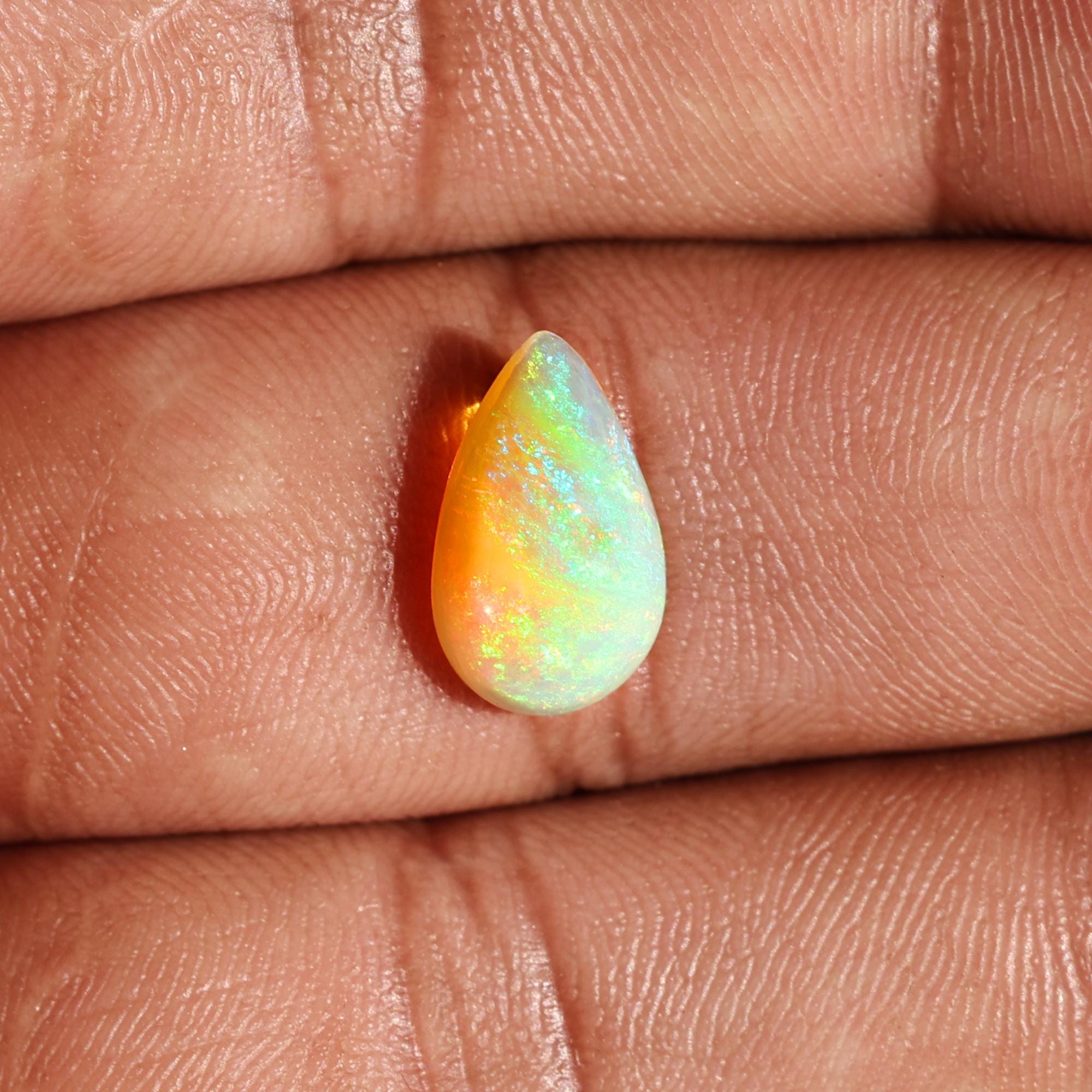 2.53 Carat Pear Shape Ethiopian Fire Opal Cabochon: Ring or Pendant Stone