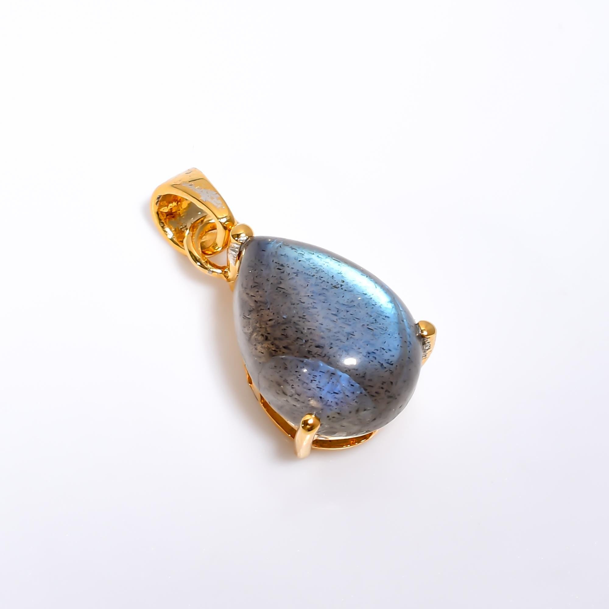 Blue Fire Labradorite Pendant: 925 Sterling Silver Pear Jewelry