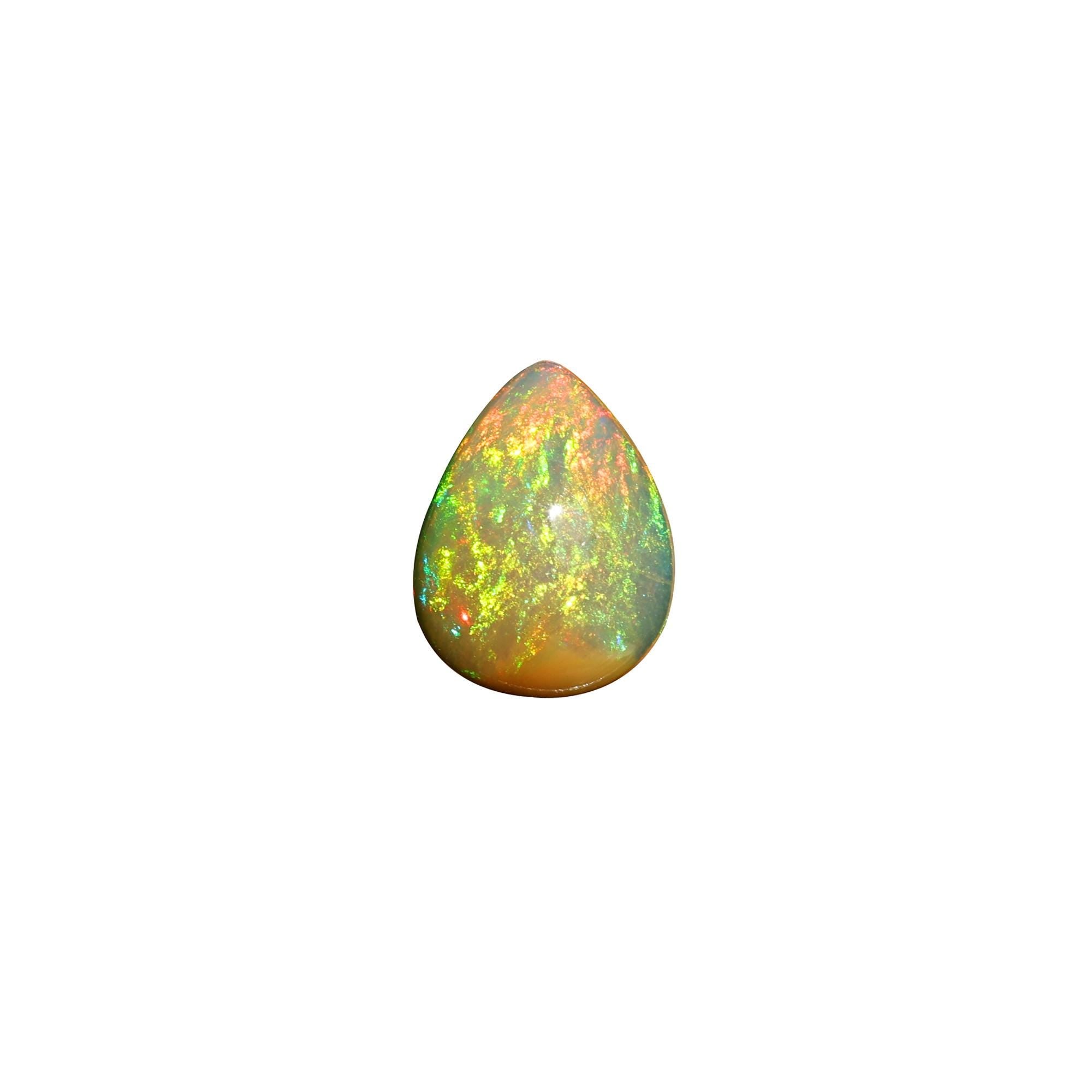 2.50 Carat White Ethiopian Opal Cabochon Pear Shape: Loose Gemstone for Jewelry