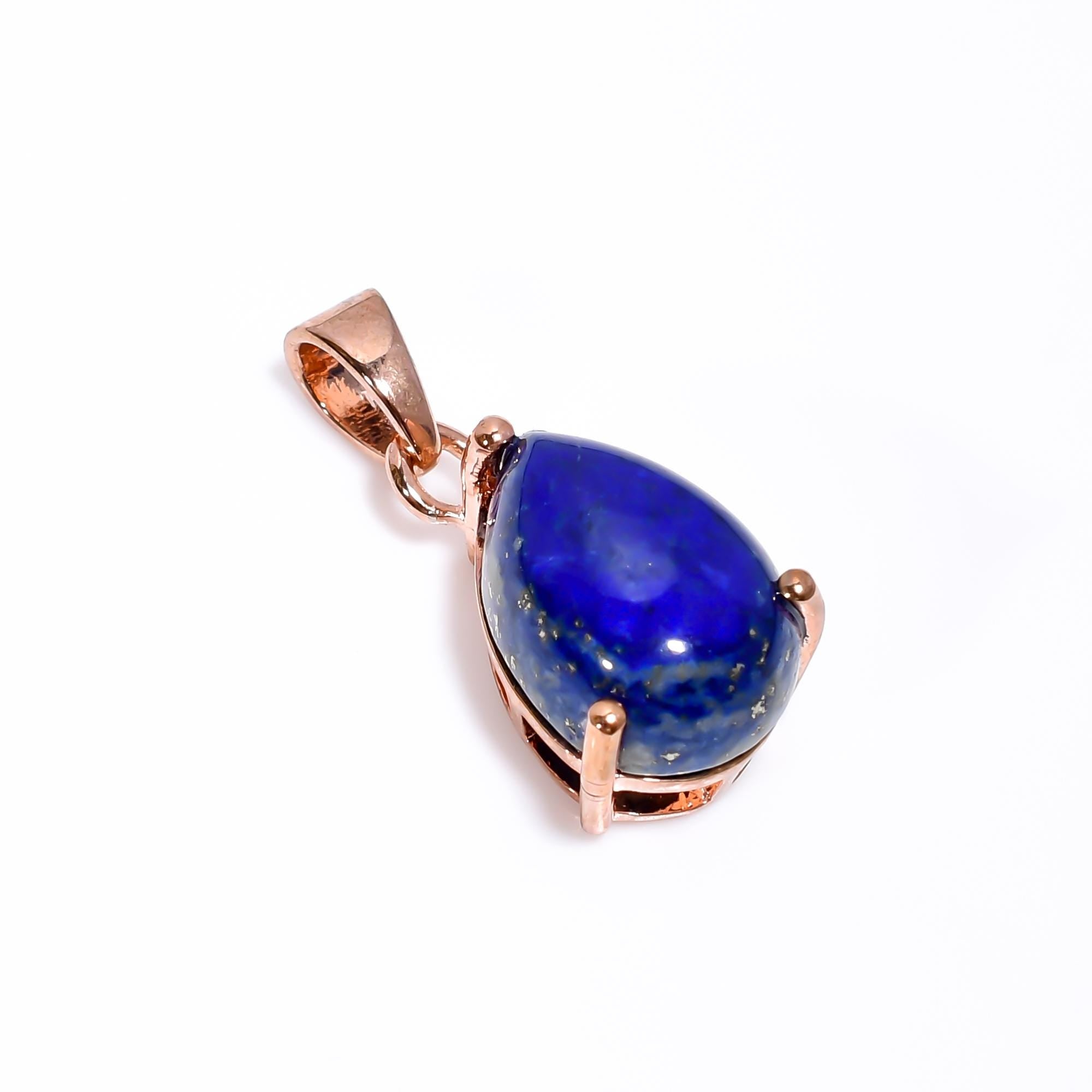 Handmade Pear Lapis Lazuli Pendant: Sterling Silver September Birthstone