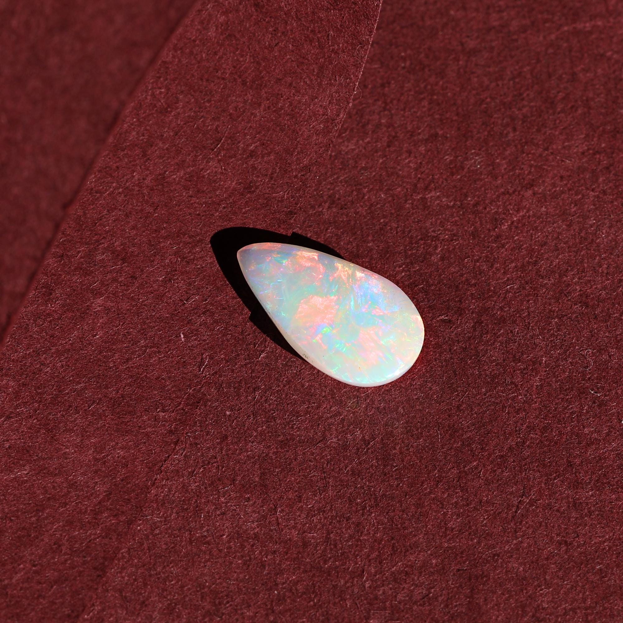 White Ethiopian Opal 2.50 Carat Pear Cabochon Gemstone for Fine Jewelry Making