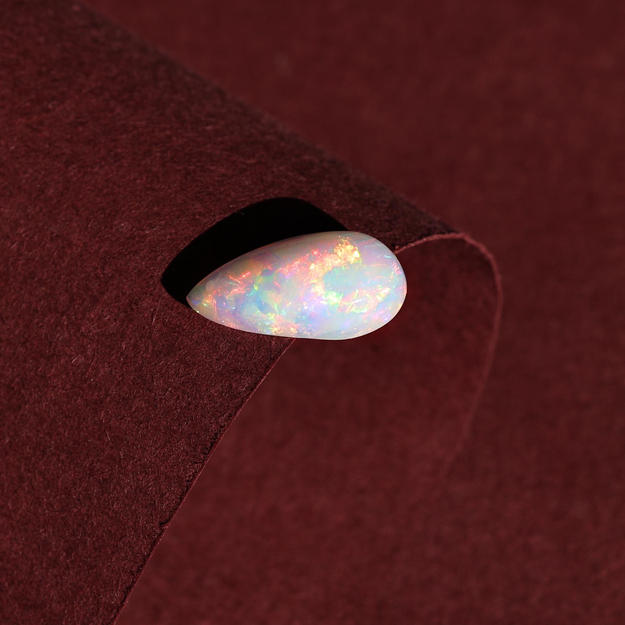 White Ethiopian Opal 2.50 Carat Pear Cabochon Gemstone for Fine Jewelry Making