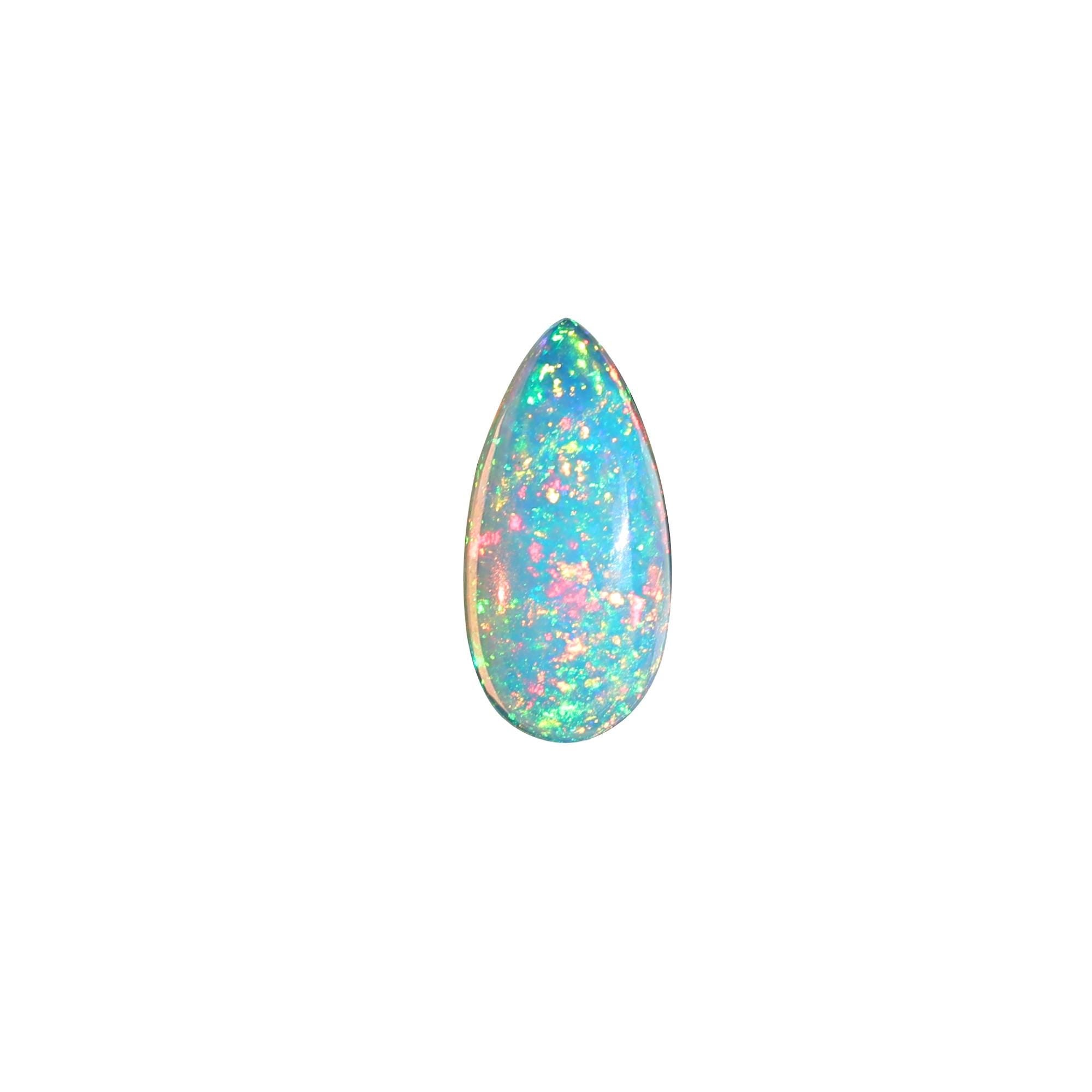 1.70 Carat White Ethiopian Opal Cabochon  Pear Cab Fire Opal Gemstone for Jewelry Making