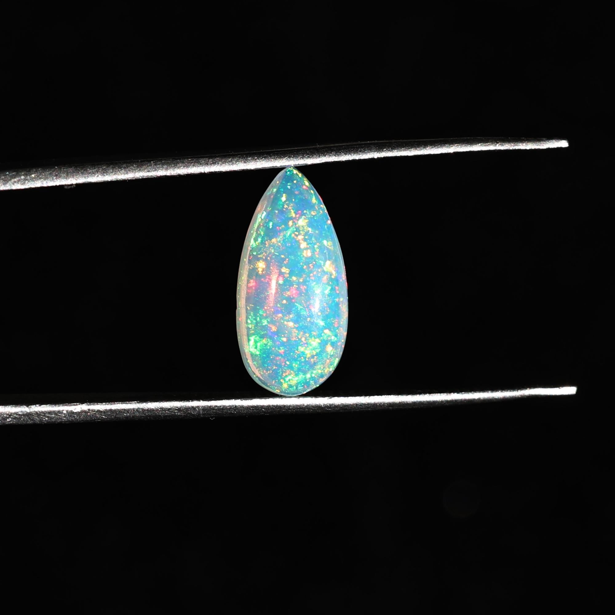 1.70 Carat White Ethiopian Opal Cabochon  Pear Cab Fire Opal Gemstone for Jewelry Making
