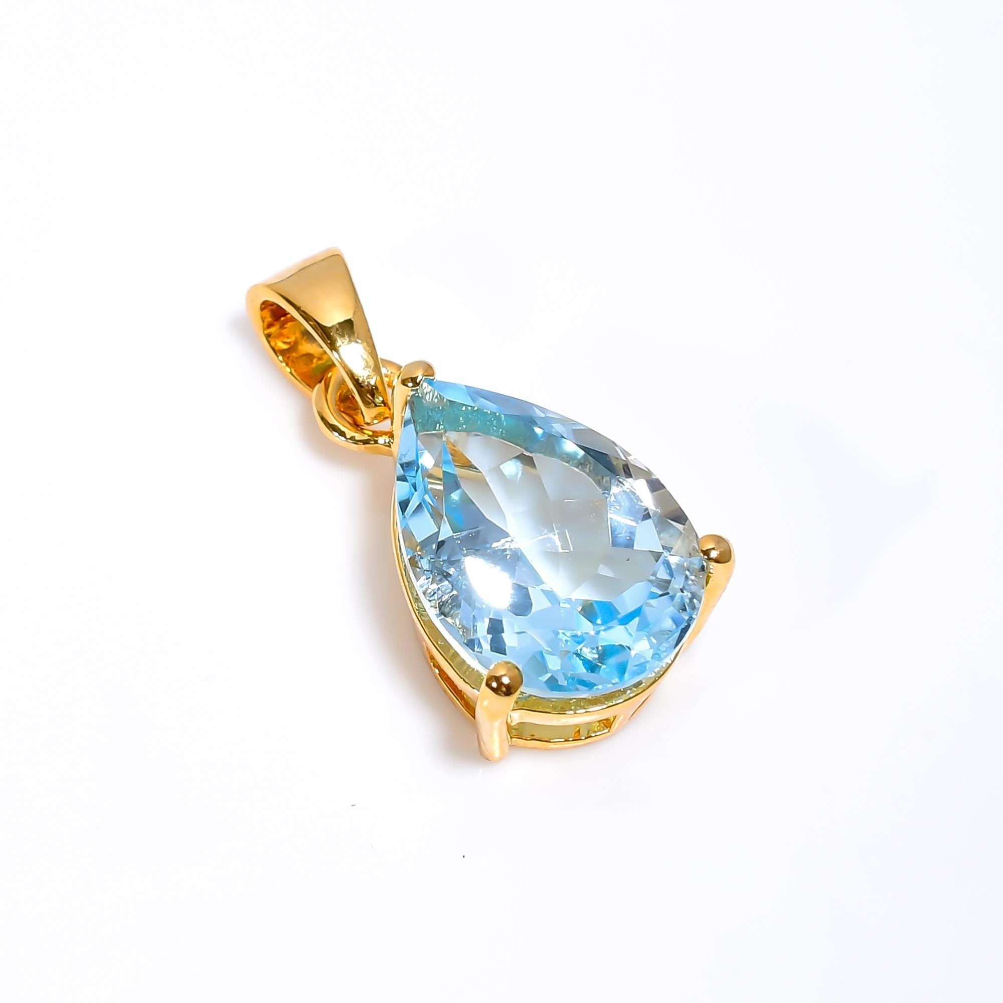 Sky Blue Topaz Pendant: Teardrop Sterling Silver Jewelry