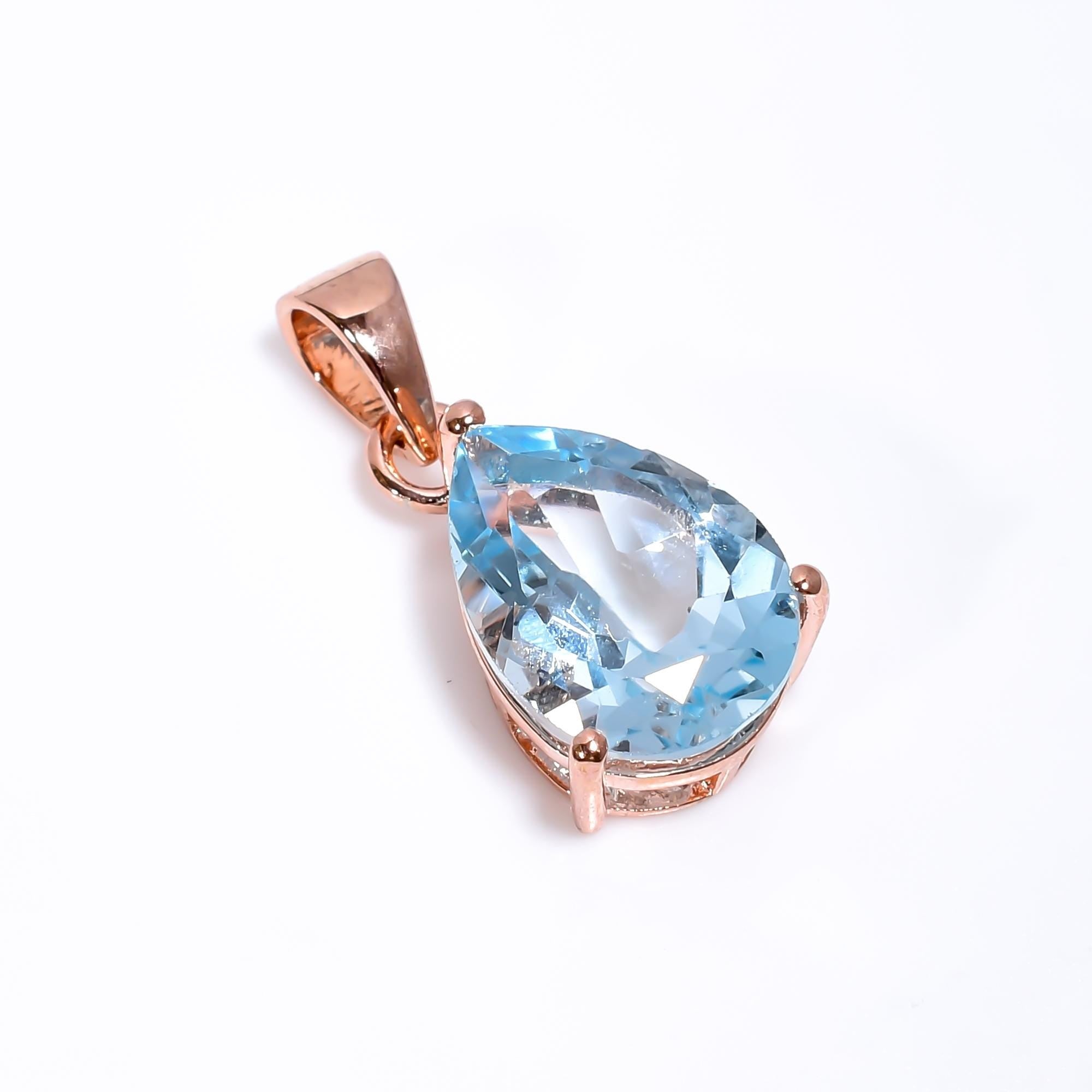 Sky Blue Topaz Pendant: Teardrop Sterling Silver Jewelry