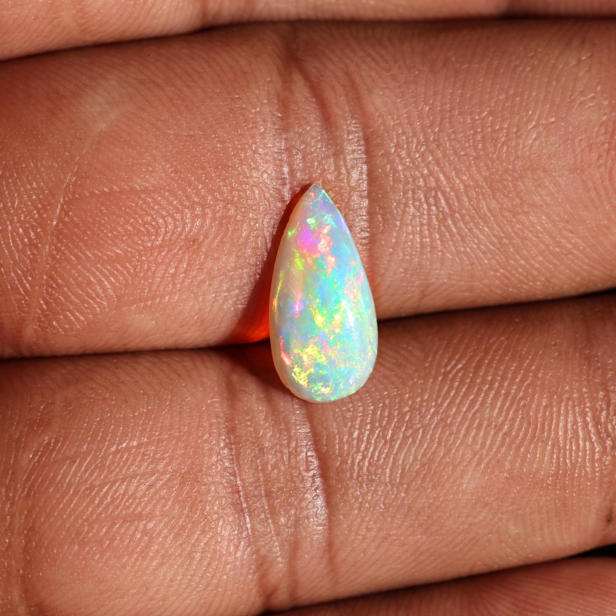 1.60 Ct Ethiopian Fire Opal Gemstone  Natural White Opal Cabochon for Fine Jewelry Making