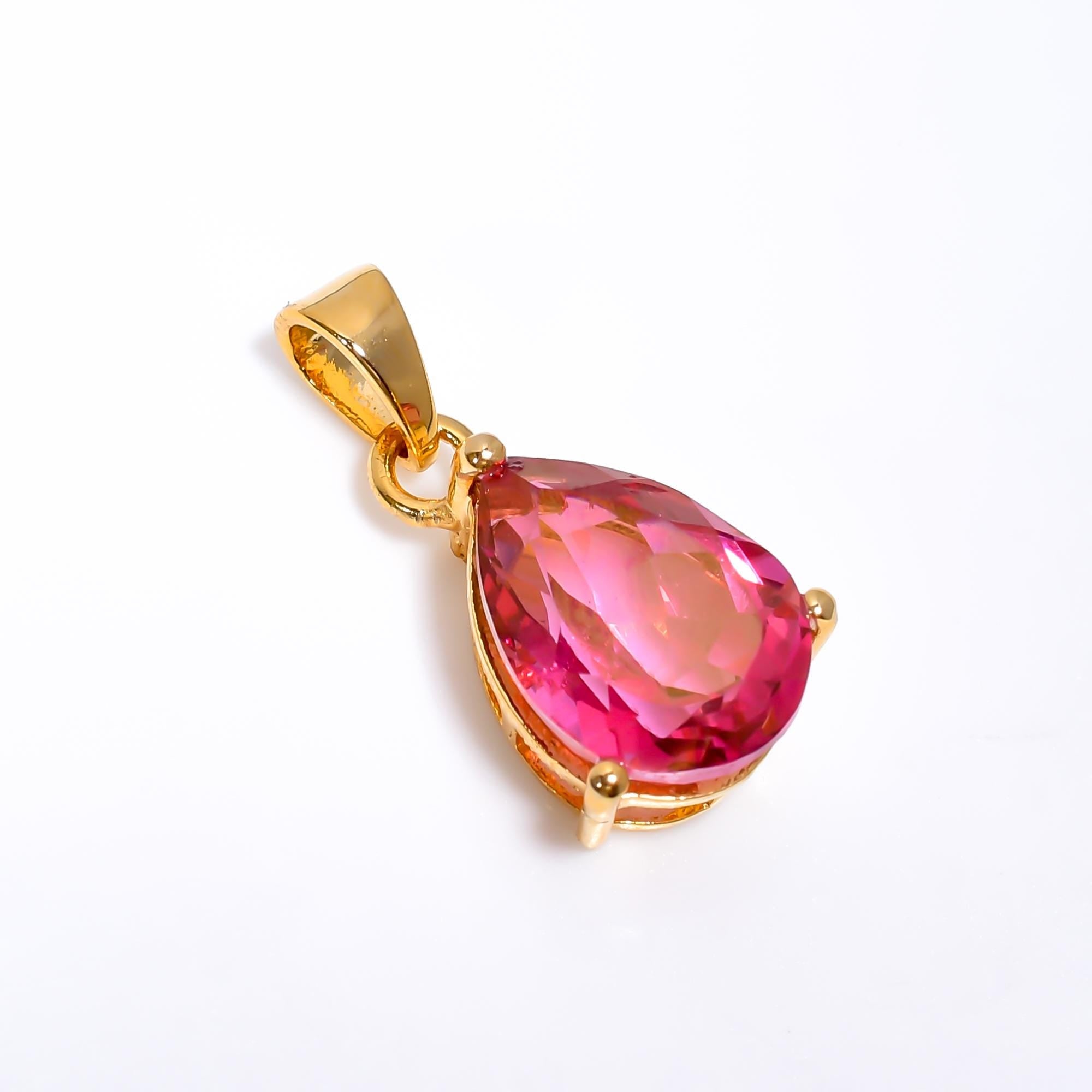 Pear Pink Topaz Pendant: Handmade Sterling Silver Jewelry
