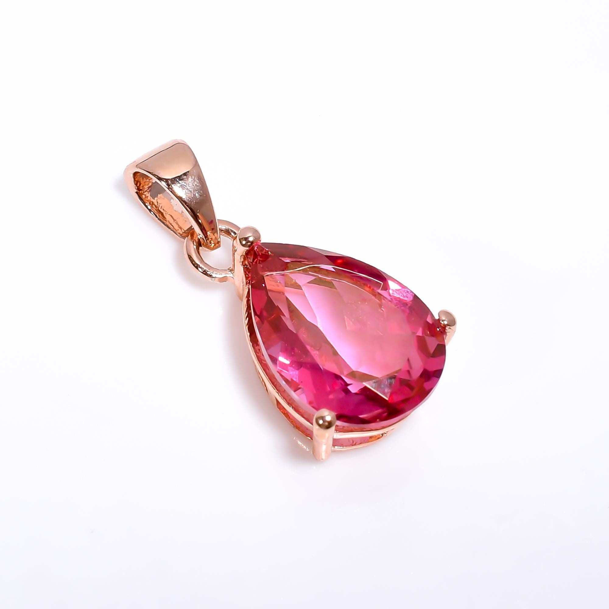 Pear Pink Topaz Pendant: Handmade Sterling Silver Jewelry
