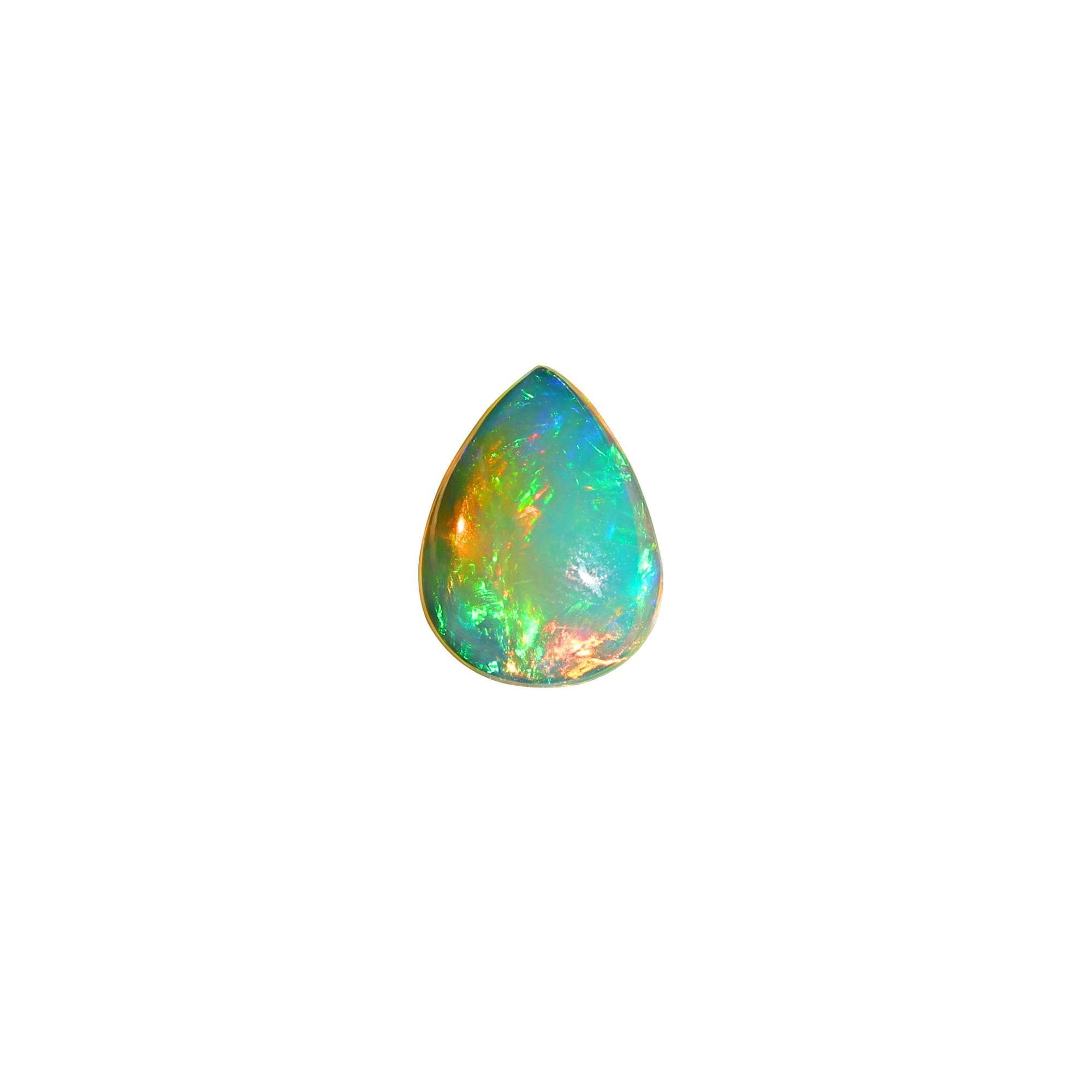 Natural Ethiopian Welo Opal: 2.15 Carat Pear Cabochon, Multi-Fire Gemstone Making Pendant & Ring