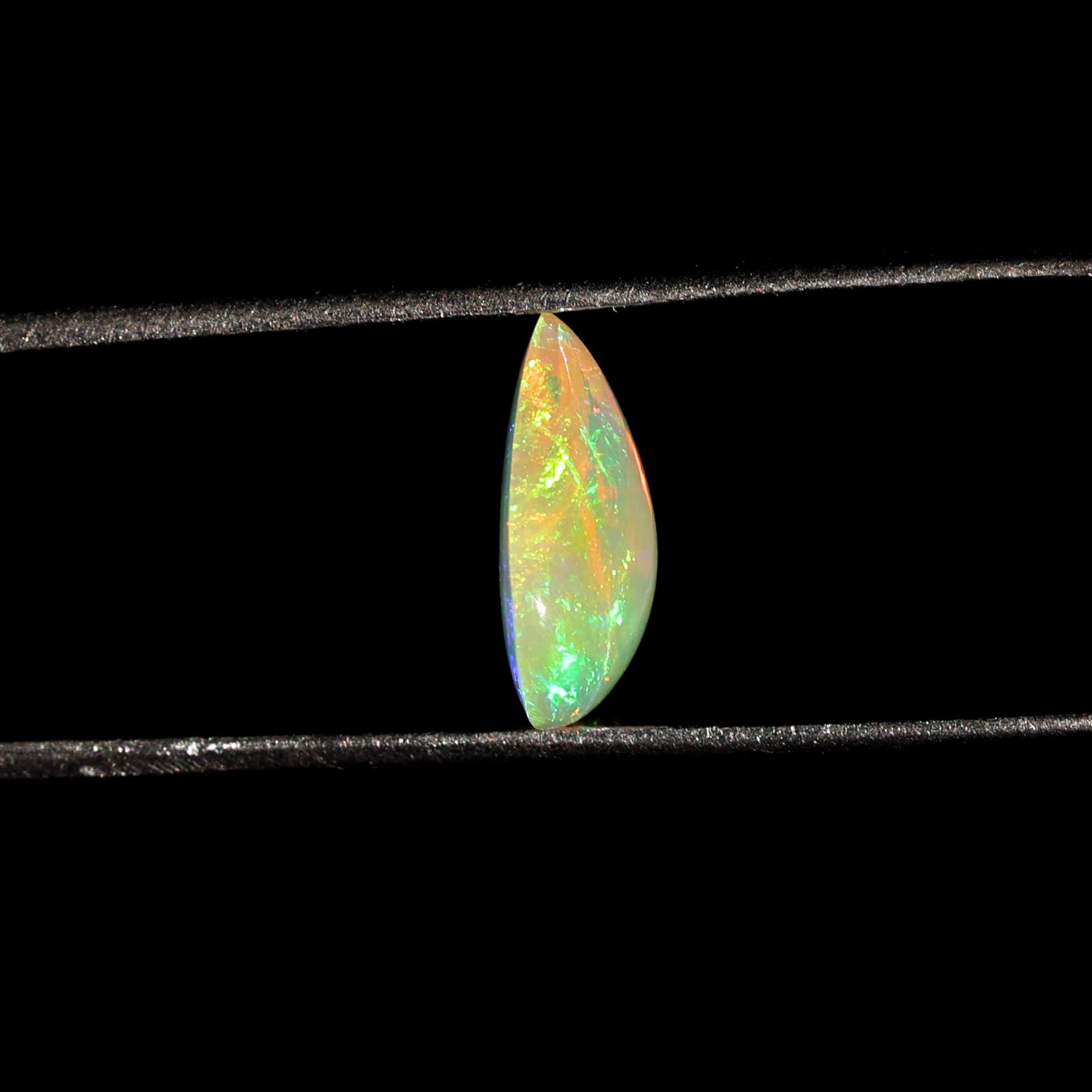 Natural Ethiopian Welo Opal: 2.15 Carat Pear Cabochon, Multi-Fire Gemstone Making Pendant & Ring