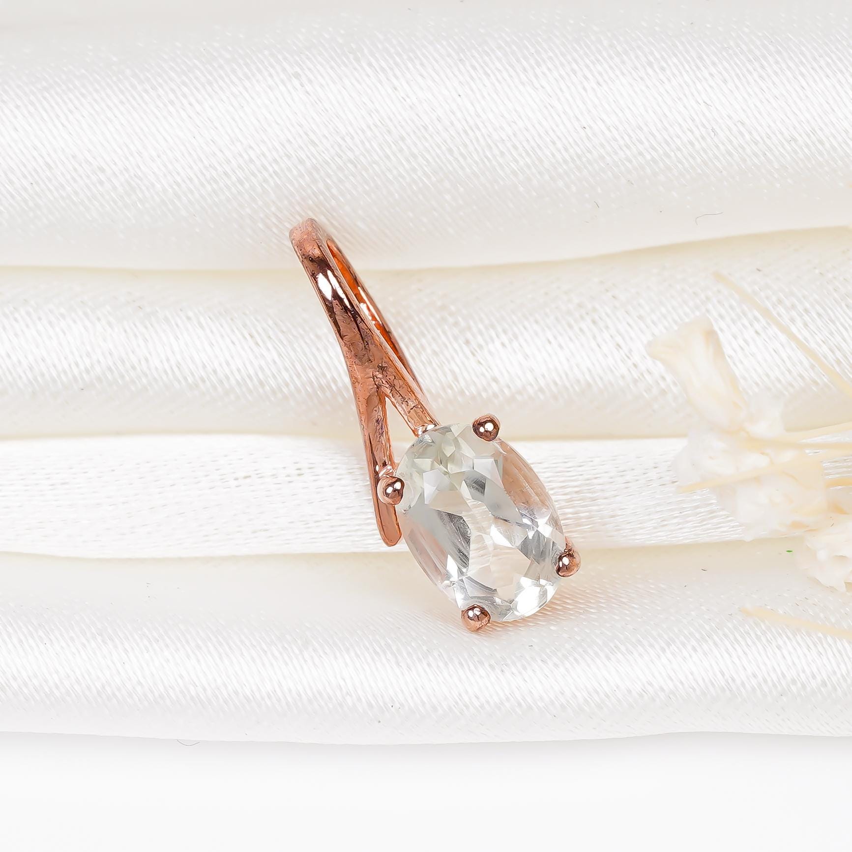 Green Amethyst Pendant: Handmade 925 Sterling Silver Oval Gemstone