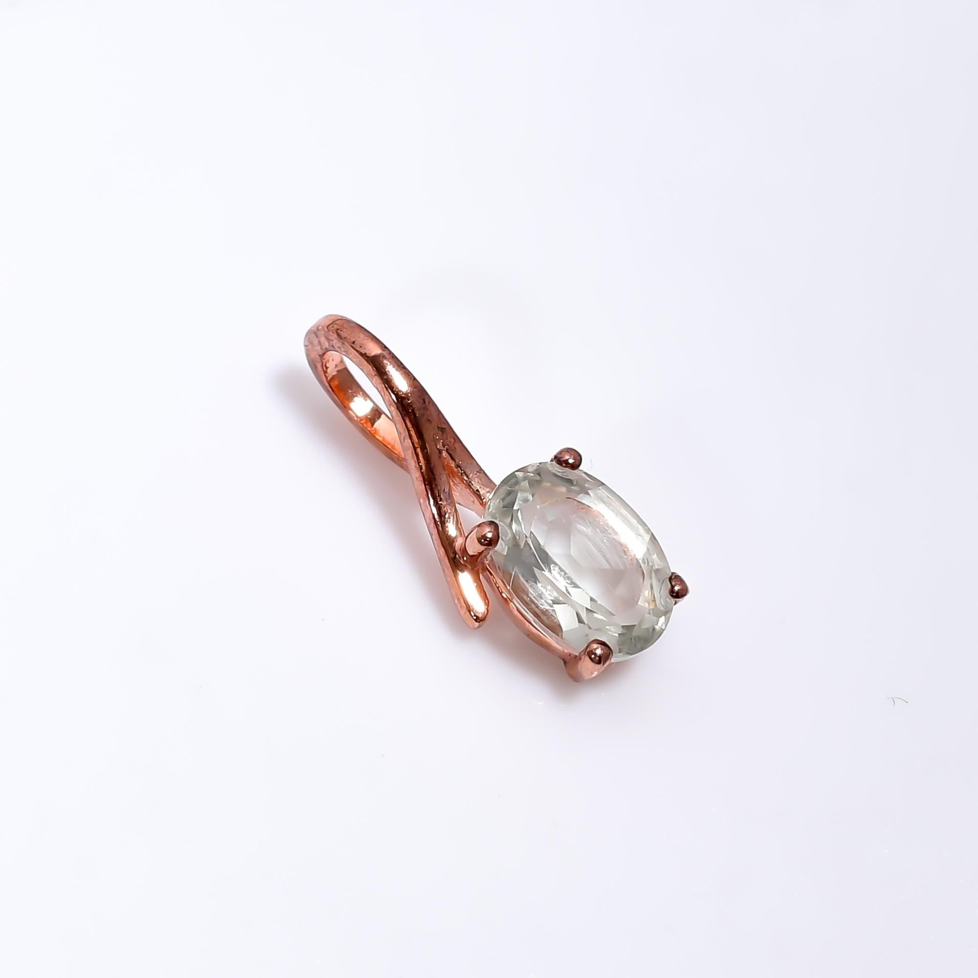 Green Amethyst Pendant: Handmade 925 Sterling Silver Oval Gemstone