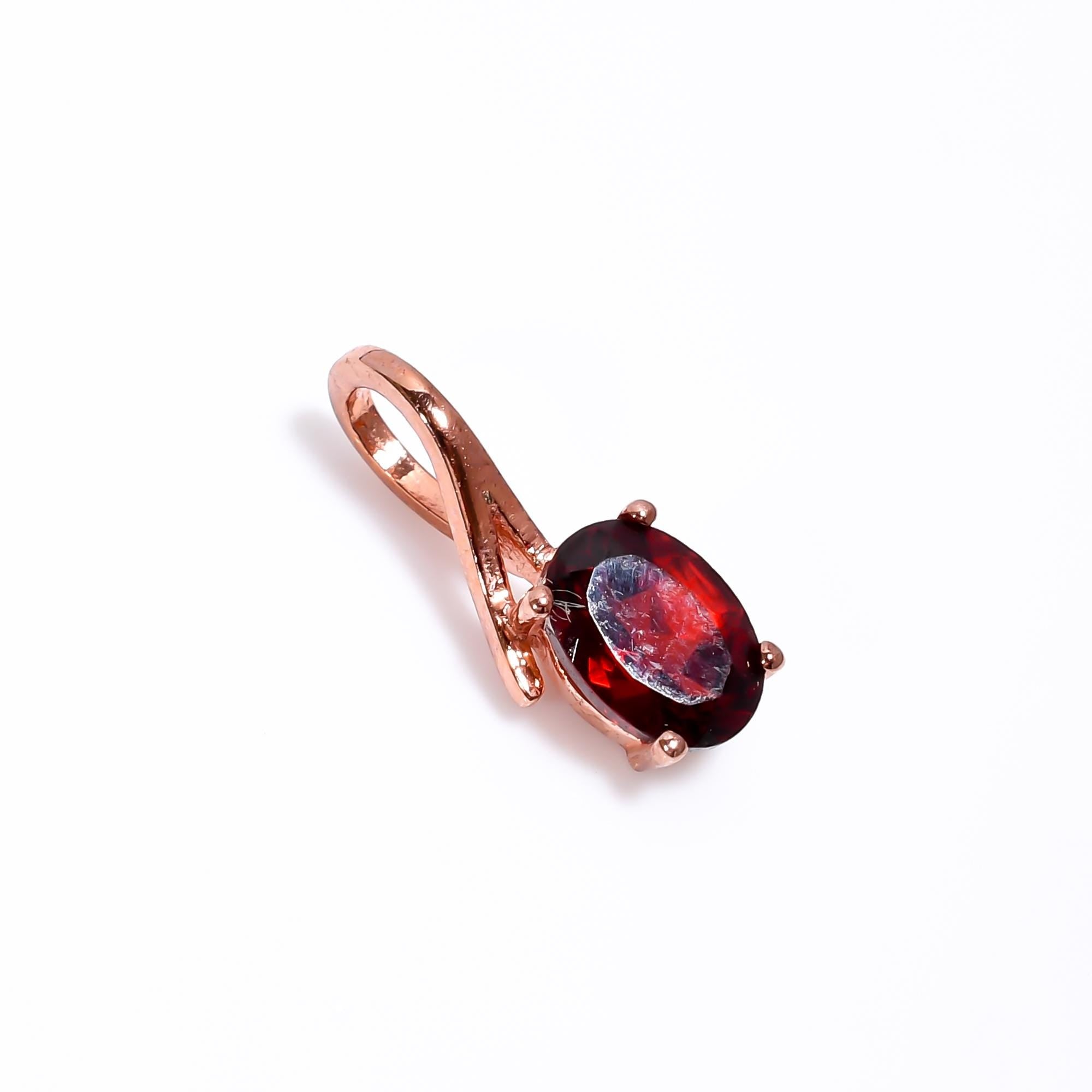 Red Garnet Pendant: 925 Sterling Silver, Handmade Ethnic Jewelry