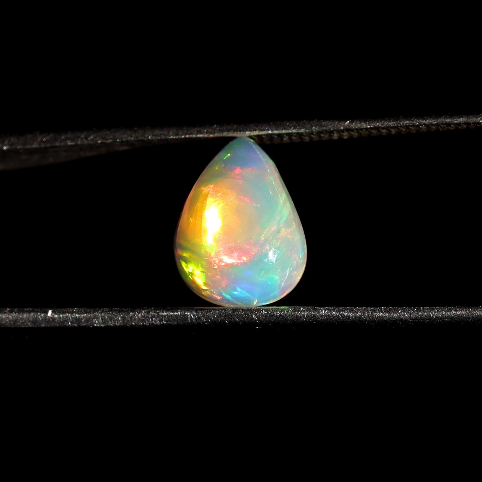 Natural White Ethiopian Fire Opal Cabochon: 2 Carat Gemstone for Jewelry Making