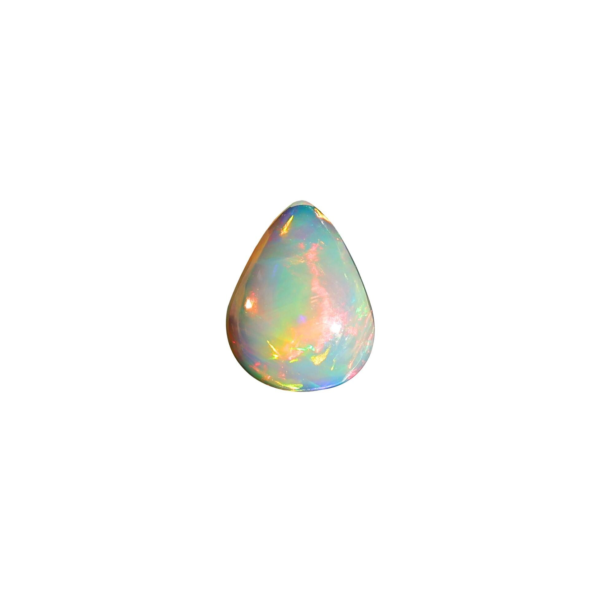 Natural White Ethiopian Fire Opal Cabochon: 2 Carat Gemstone for Jewelry Making