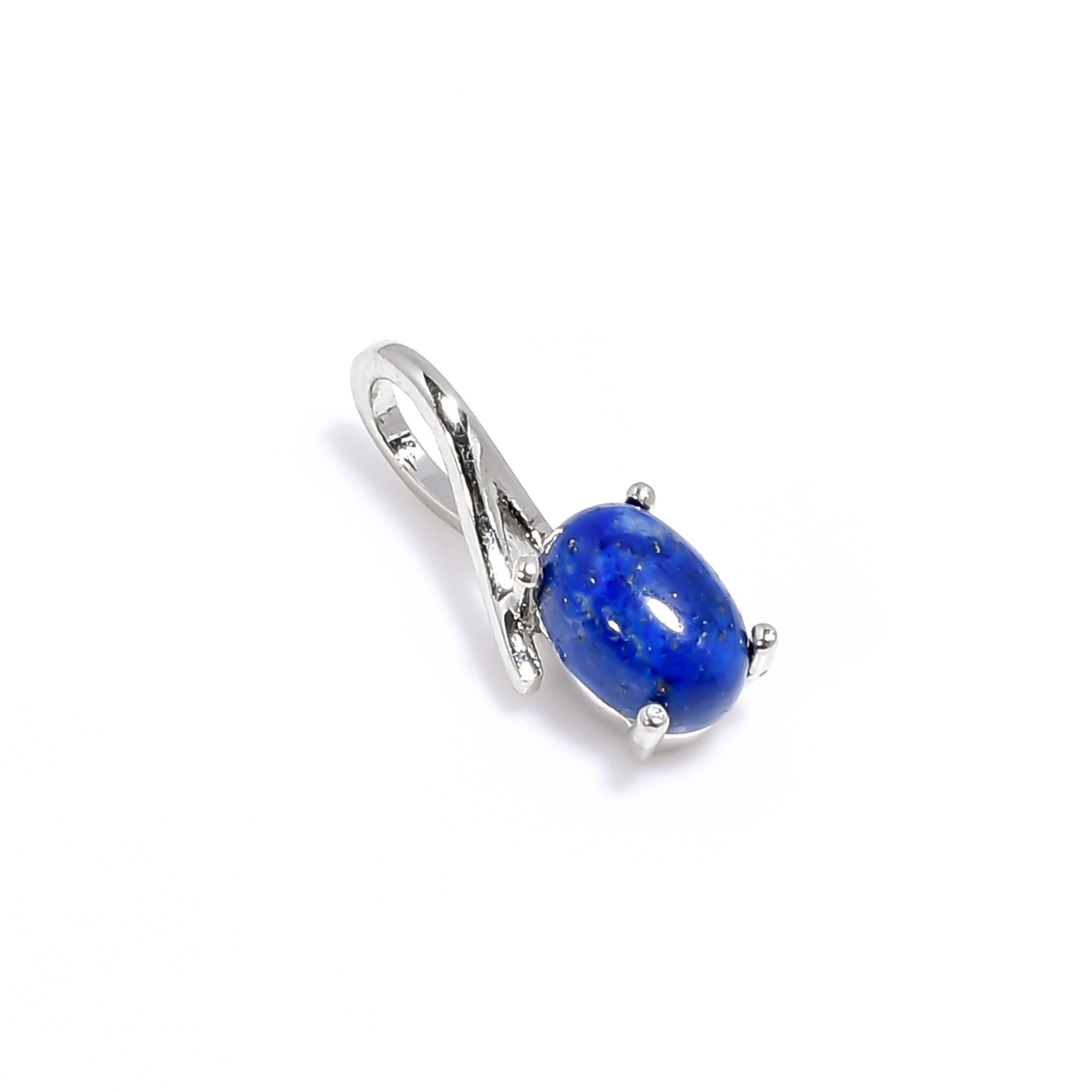 Lapis Lazuli Pendant: 925 Sterling Silver, Yellow Gold Finish