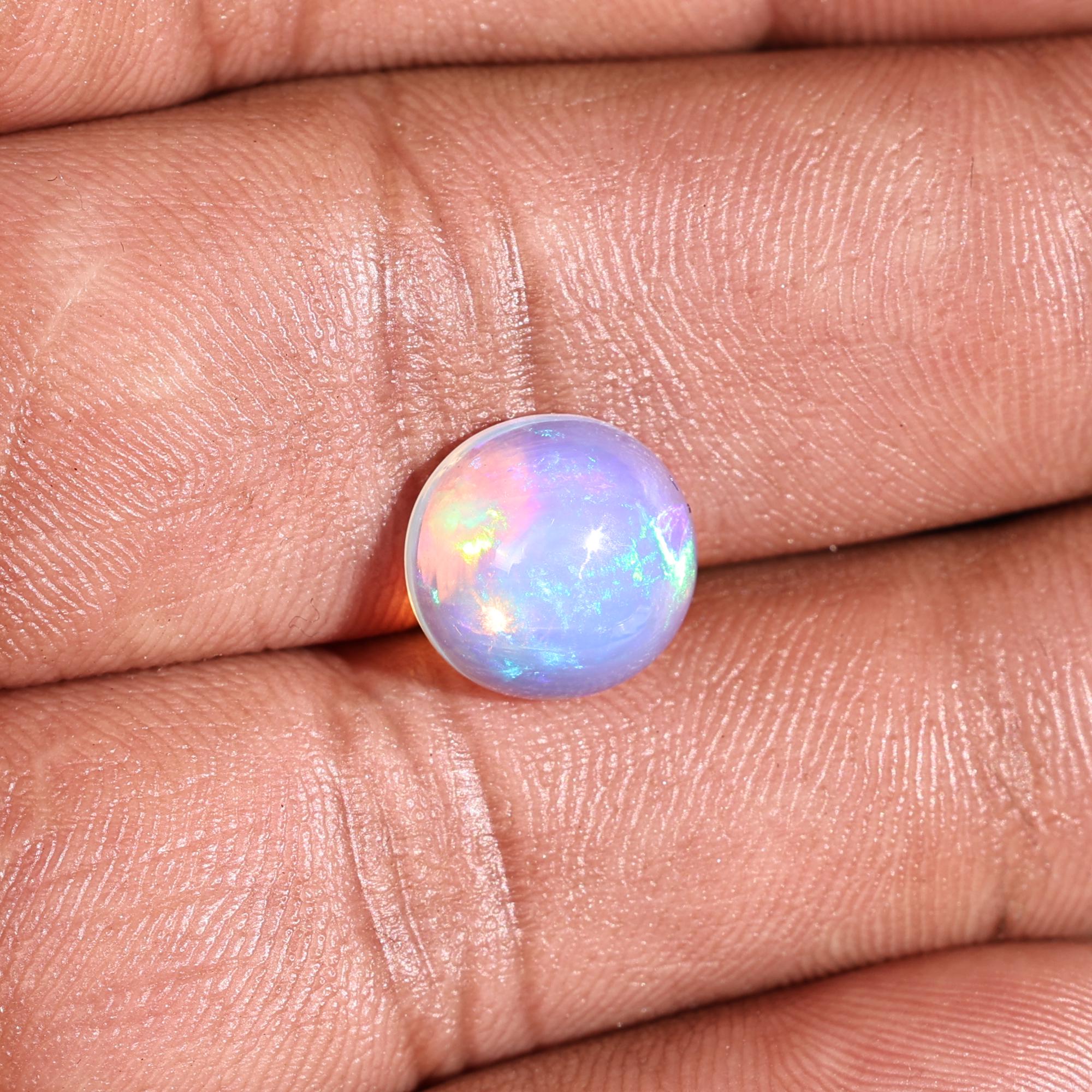 White Ethiopian Fire Opal Cabochon: 3.04 Carat Natural Gemstone for Jewelry Making