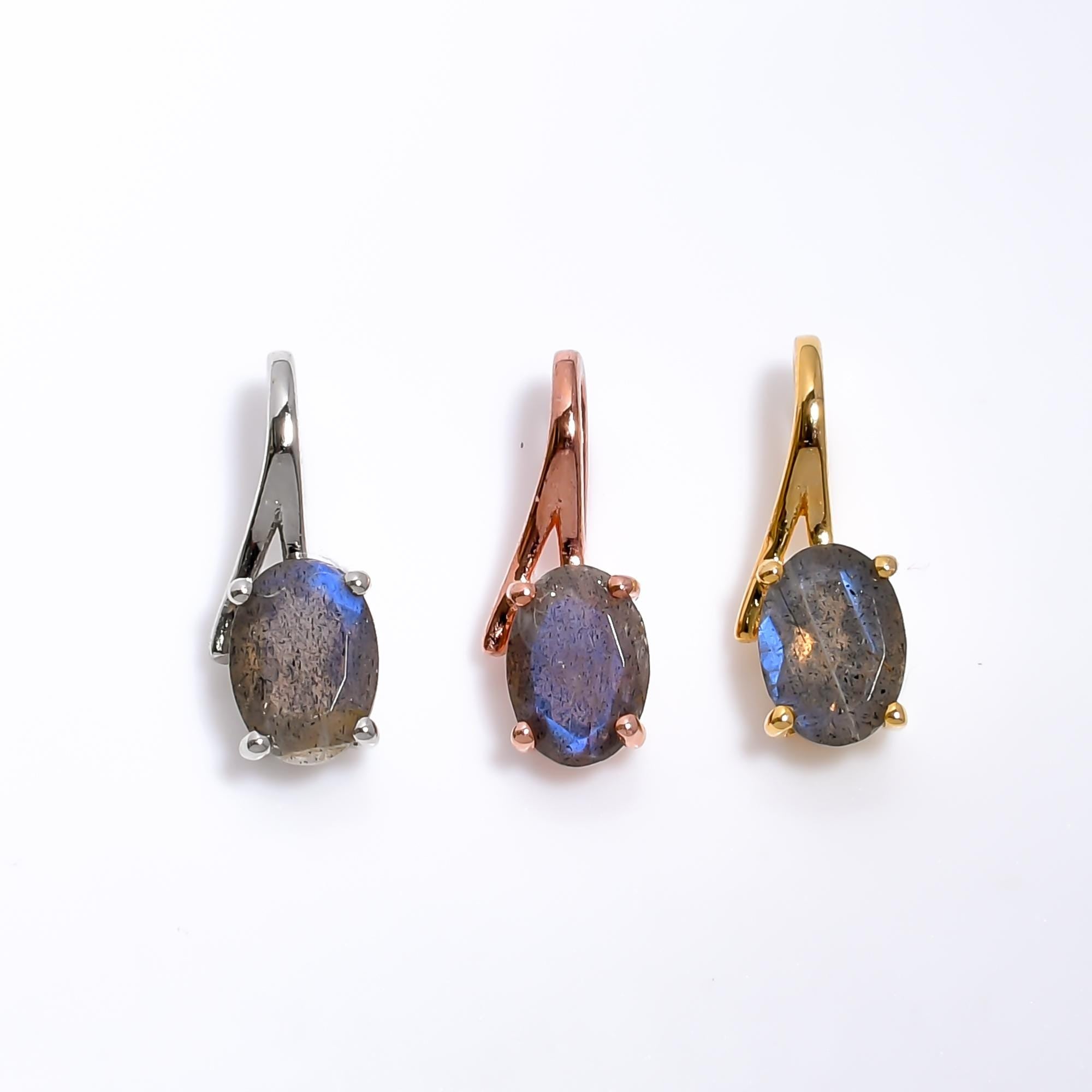 Labradorite Gemstone Pendant: 925 Sterling Silver Oval Jewelry