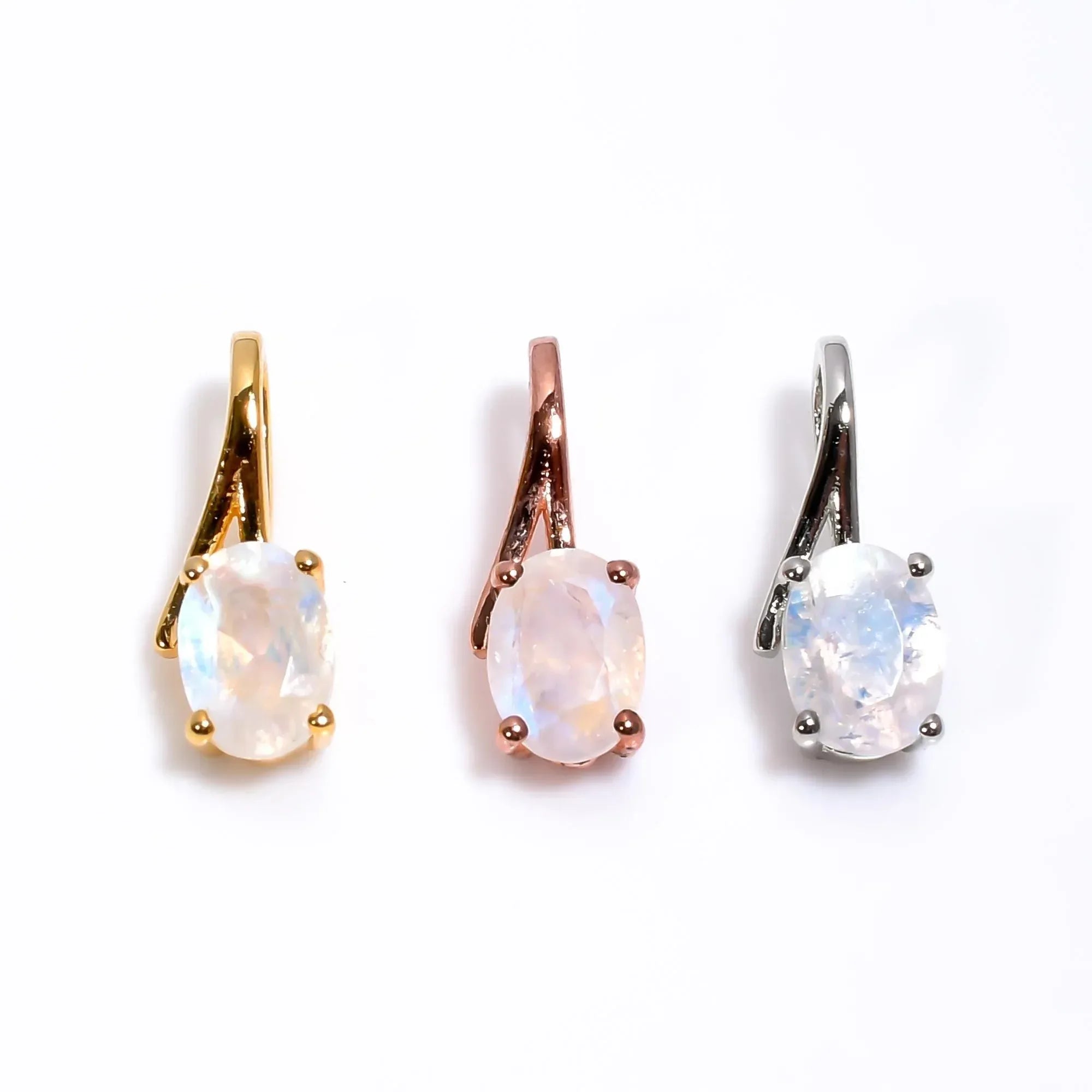Rainbow Moonstone Pendant: 925 Sterling Silver Oval Gemstone Jewelry