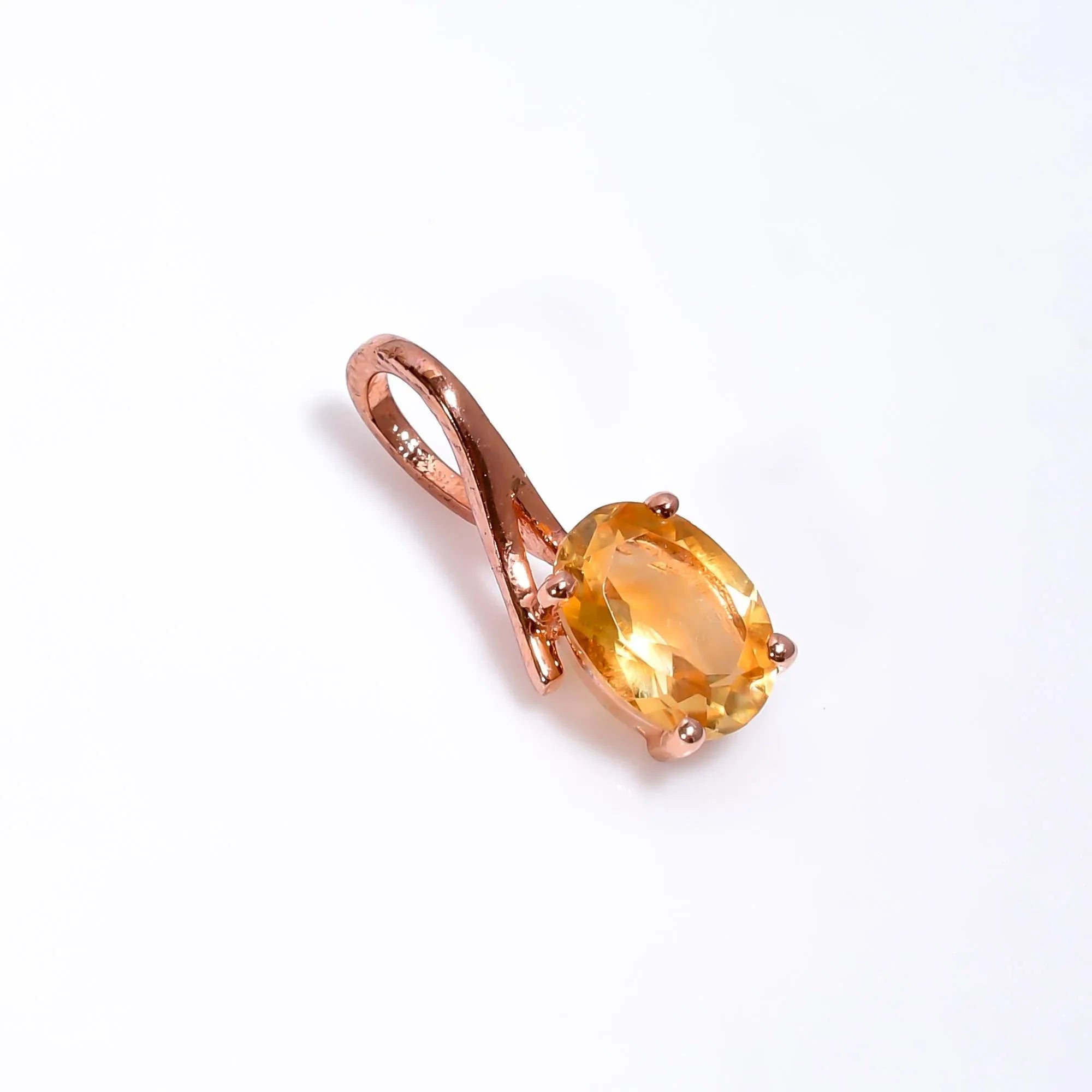 Handmade Sterling Silver Citrine Pendant: Oval Birthstone Jewelry - Himalya Quartz