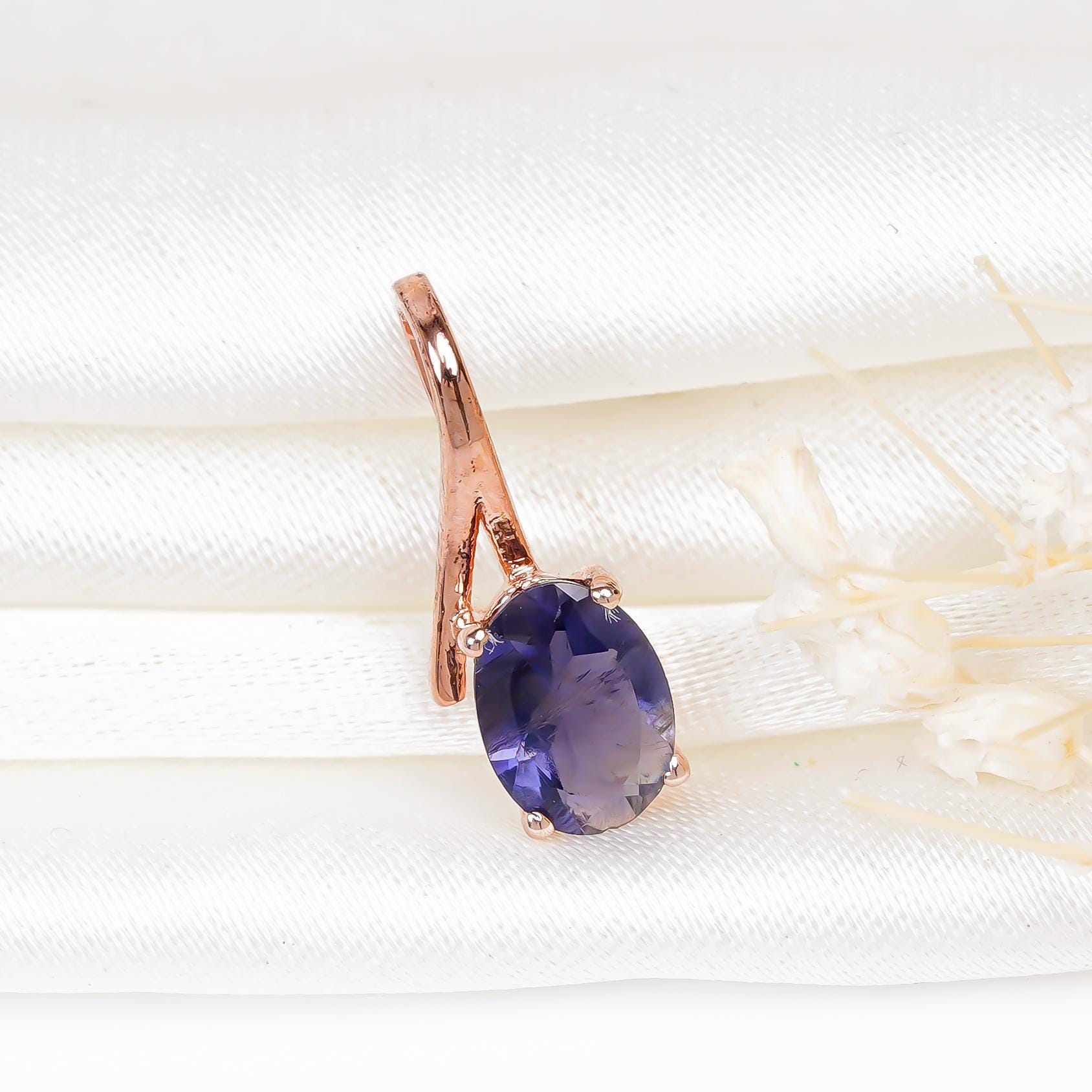 Iolite Pendant: 925 Sterling Silver Handmade Gemstone Jewelry