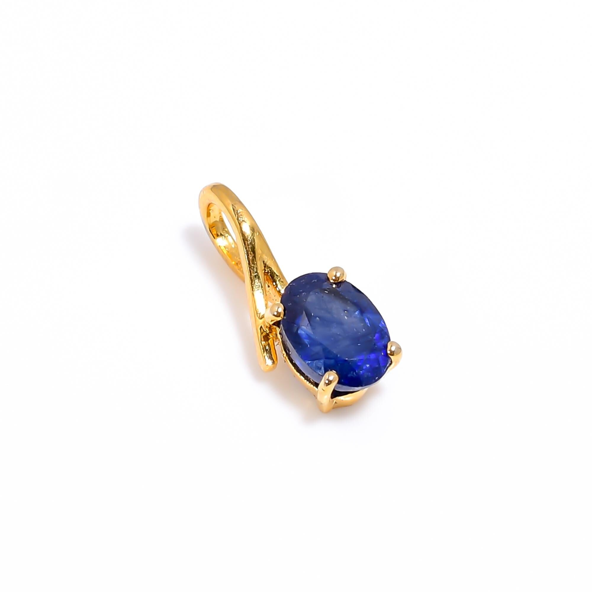 Oval Blue Sapphire Pendant: Handmade Sterling Silver Gemstone Jewelry