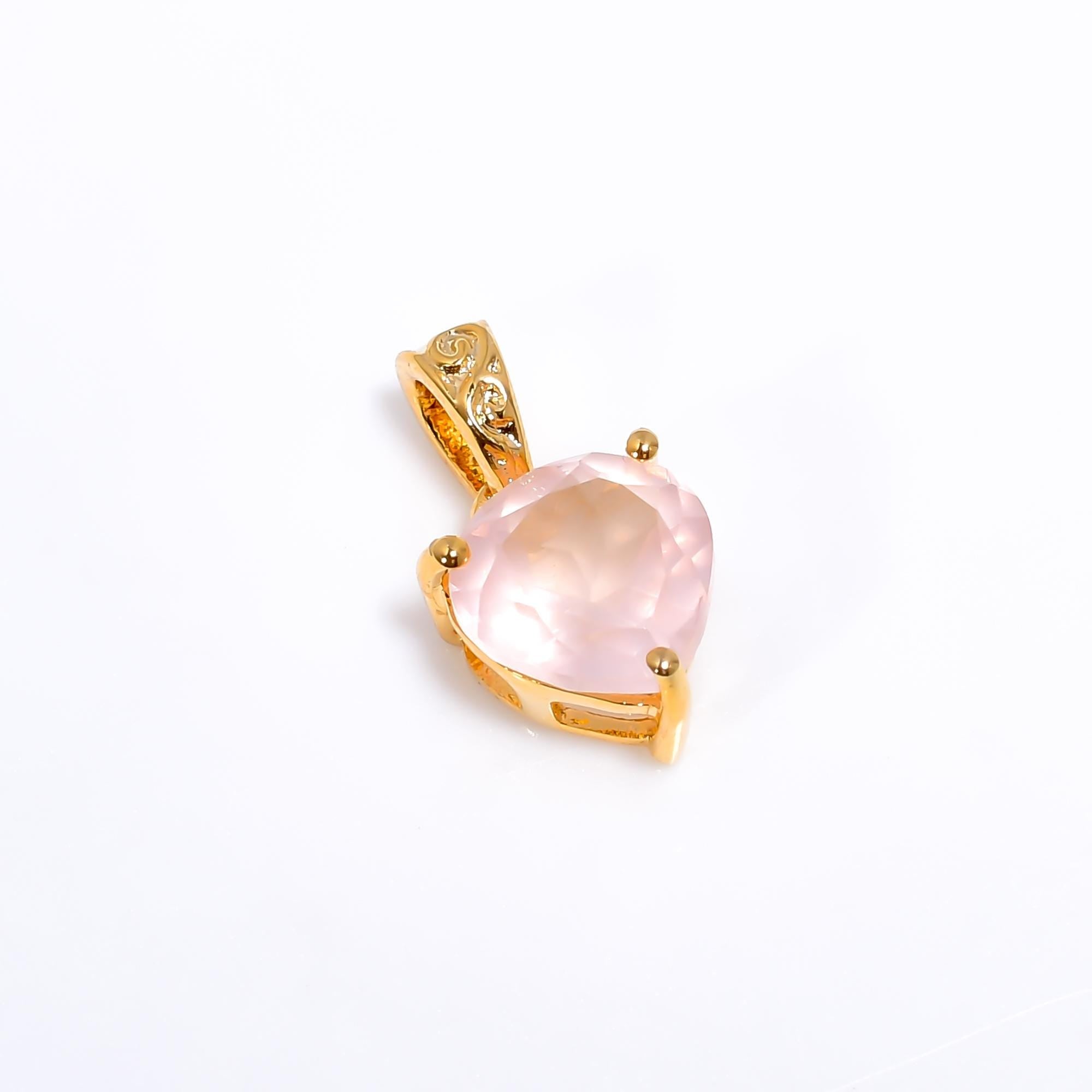 Rose Quartz Silver Pendant – Heart Stone, Love Crystal, Handmade Necklace