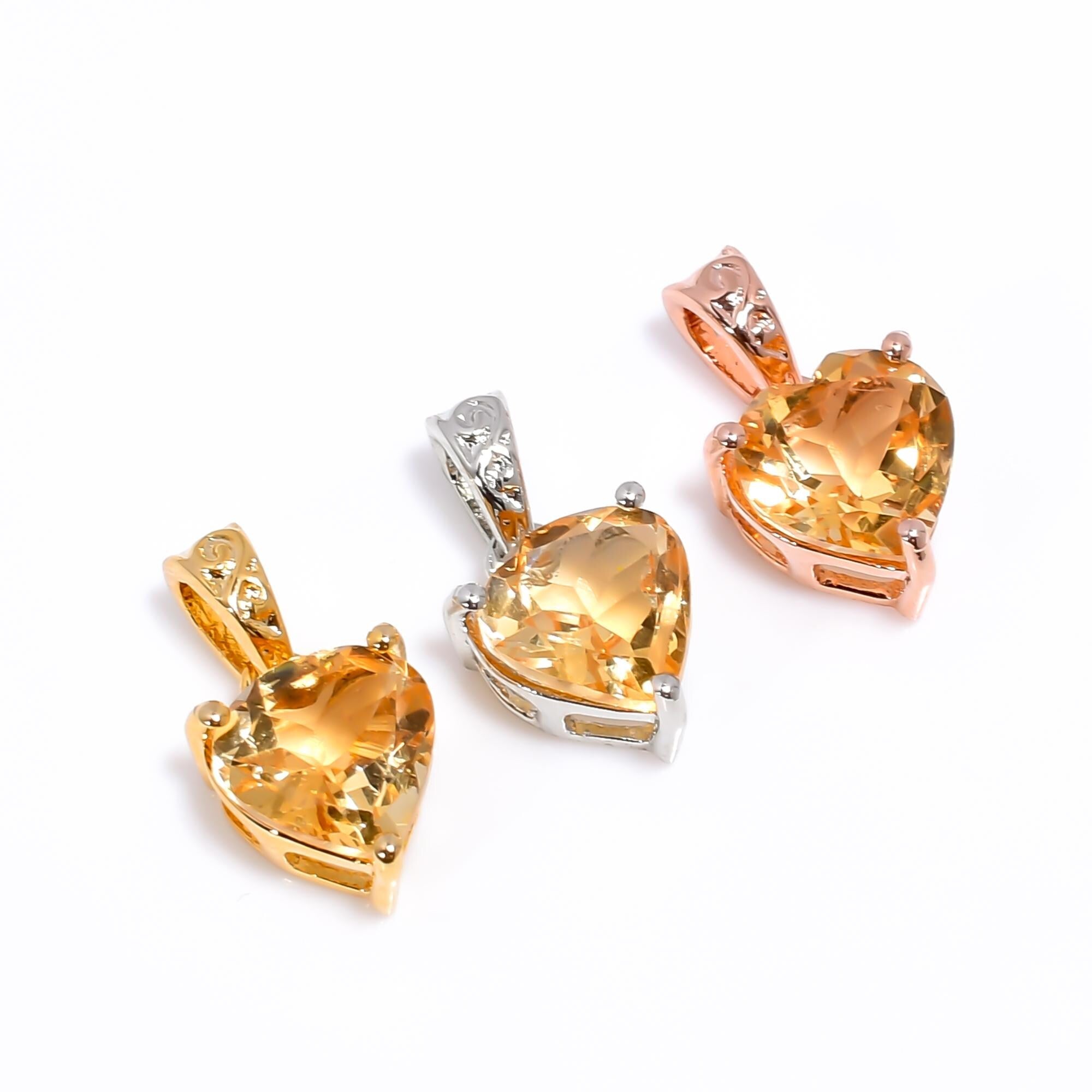 Citrine Heart Pendant: Handmade Sterling Silver Necklace, 8mm Gemstone
