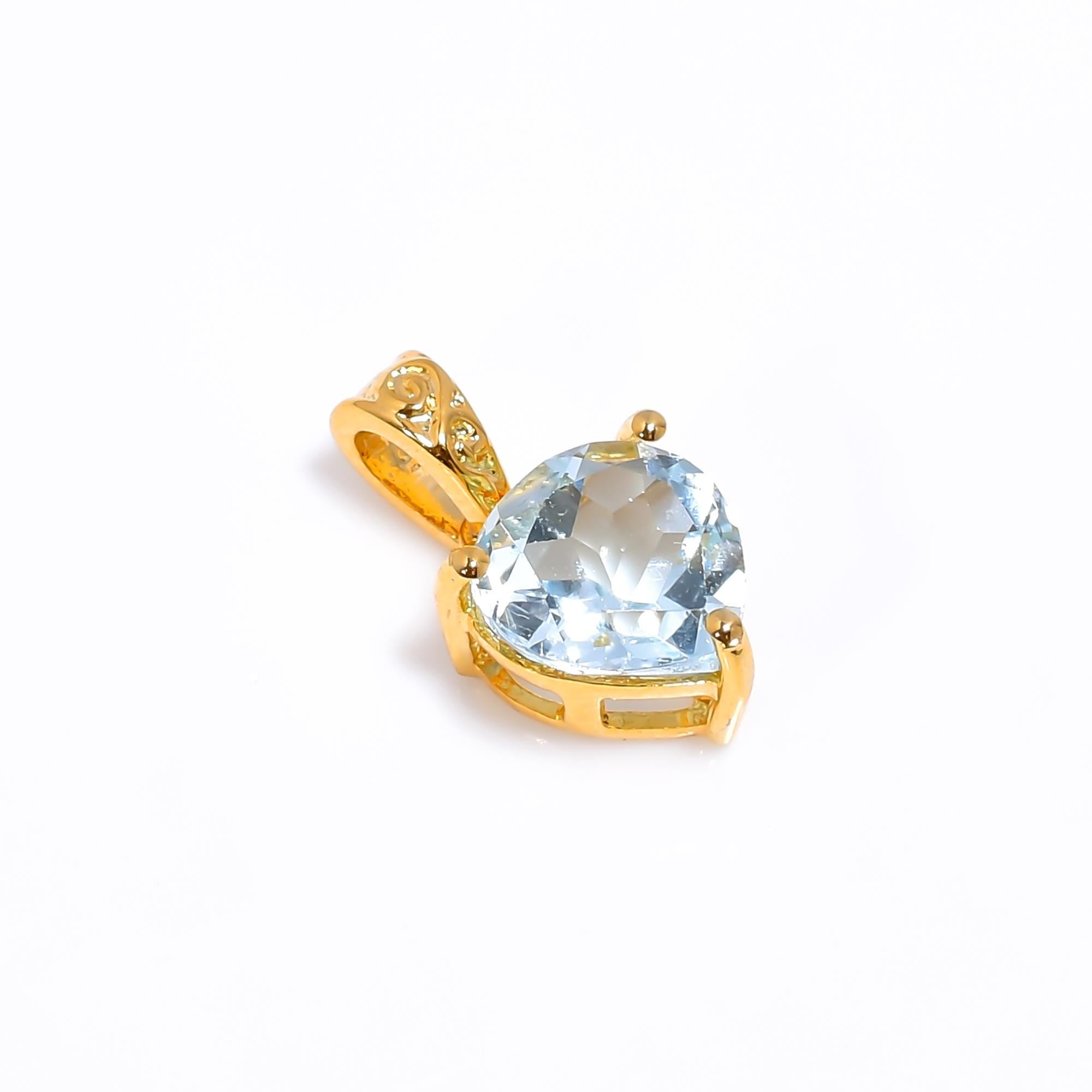 Sky Blue Topaz Heart Pendant: Sterling Silver Gemstone Necklace