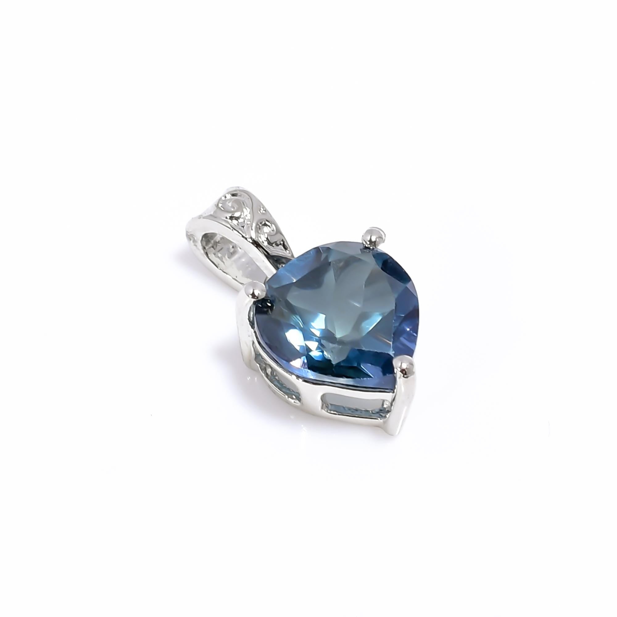 London Blue Topaz Pendant: Sterling Silver Oval Gemstone Jewelry