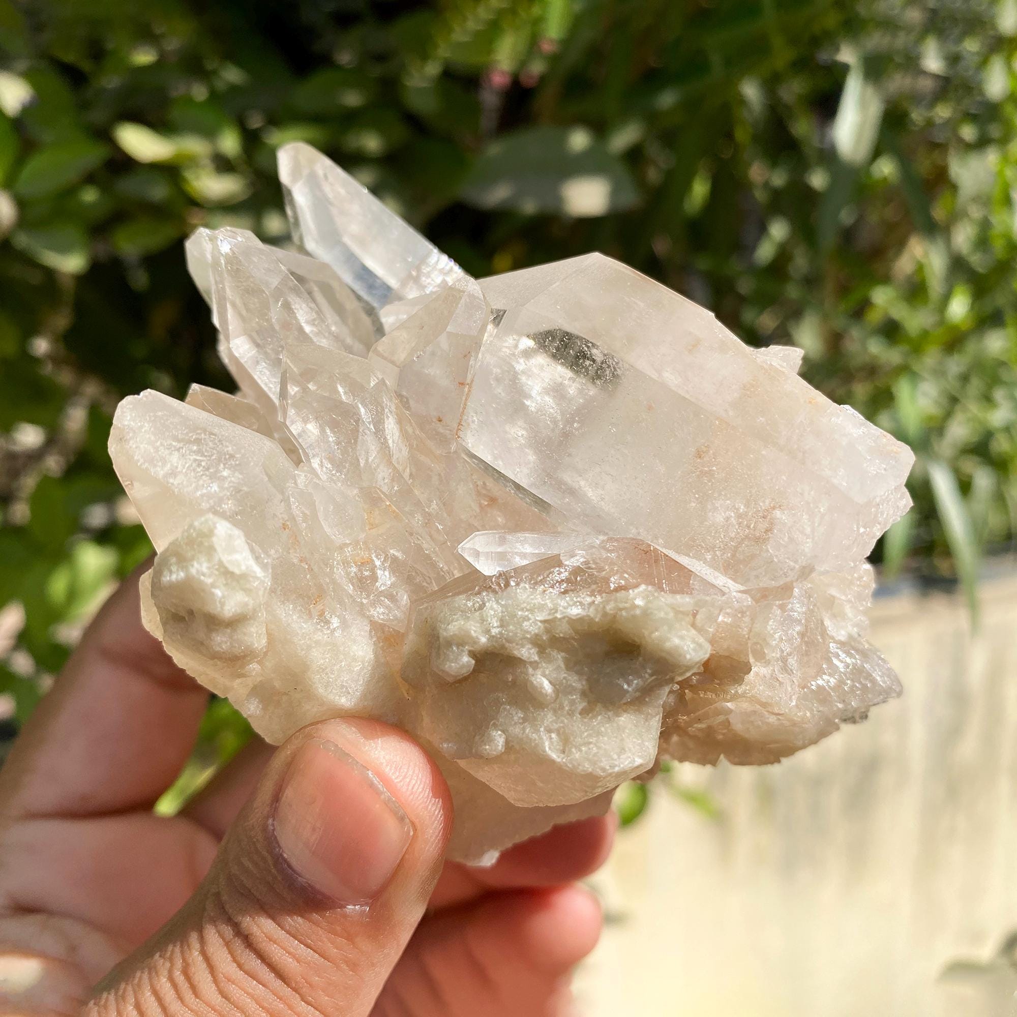 450gm Himalayan White Phantom Quartz Cluster: Samadhi Crystal Home Decor