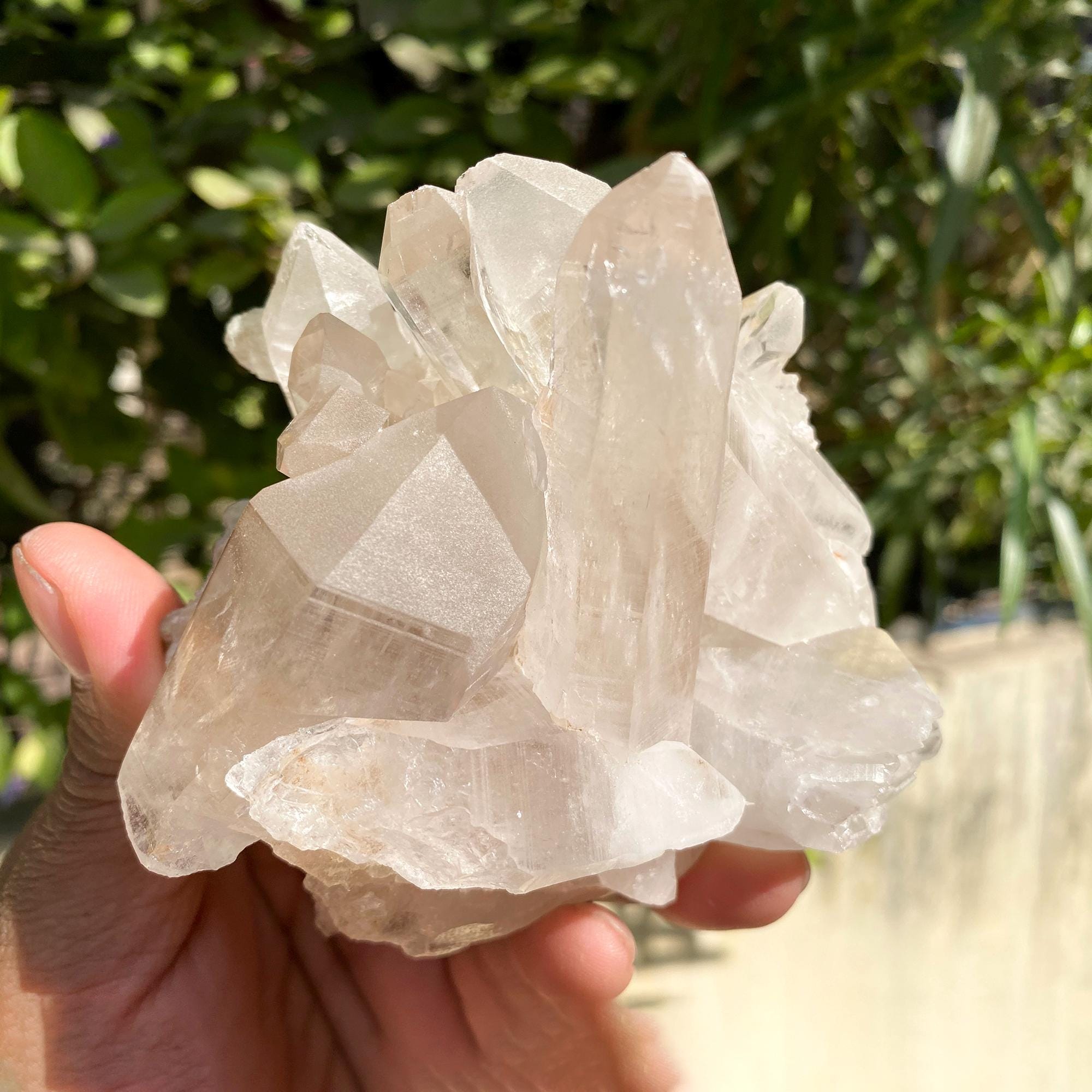 450gm Himalayan White Phantom Quartz Cluster: Samadhi Crystal Home Decor