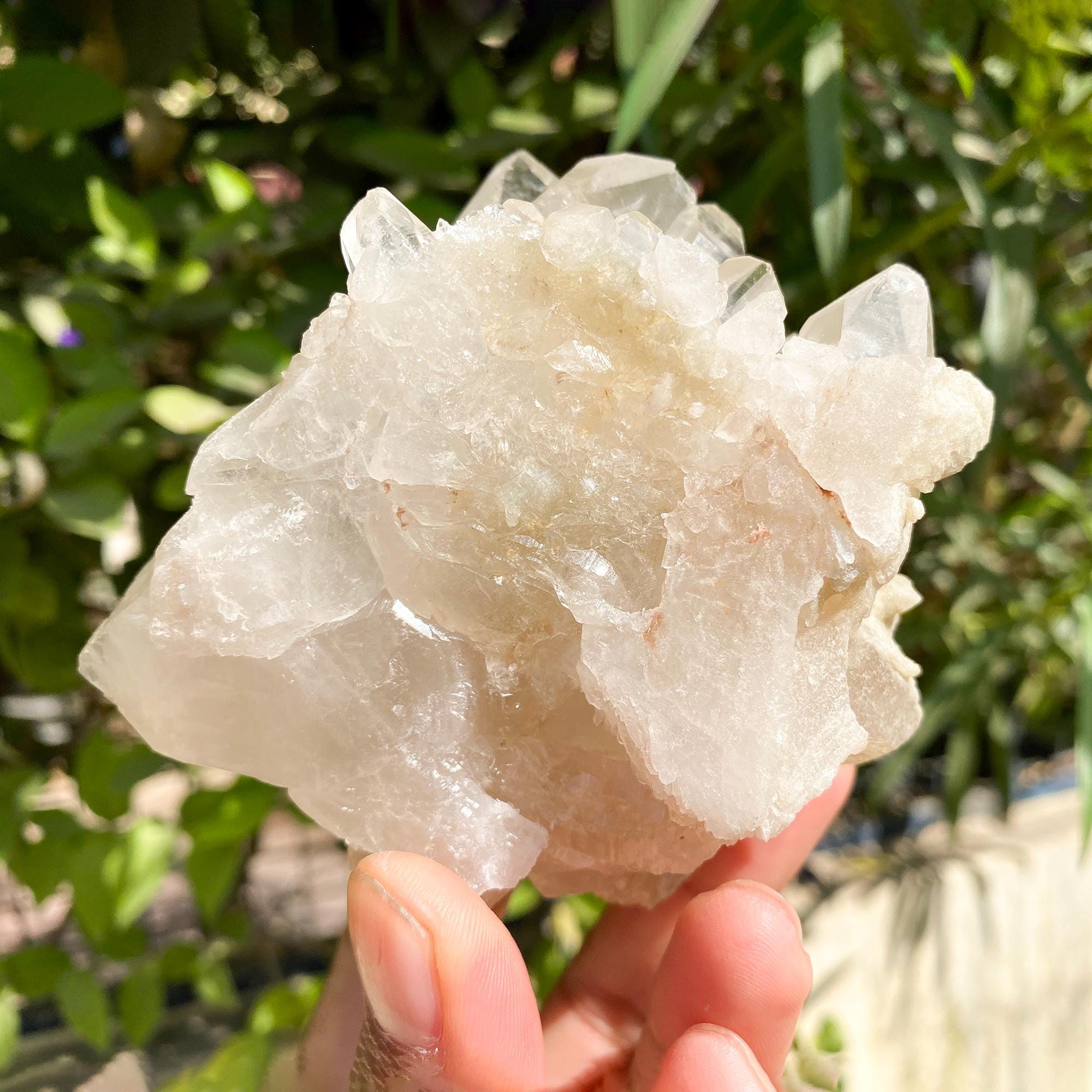 450gm Himalayan White Phantom Quartz Cluster: Samadhi Crystal Home Decor