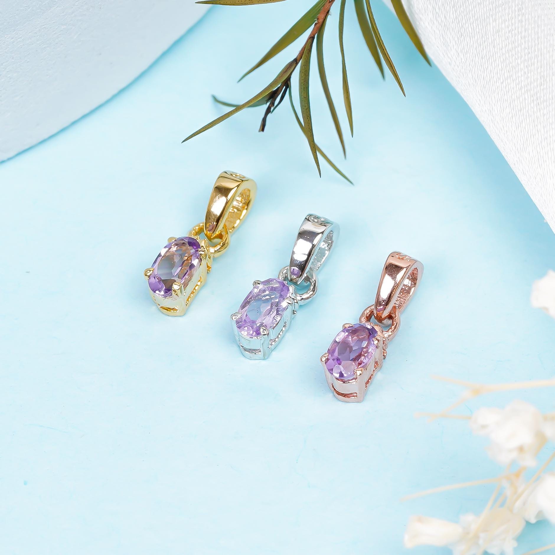 Handmade Amethyst Pendant: 925 Sterling Silver Oval Gemstone