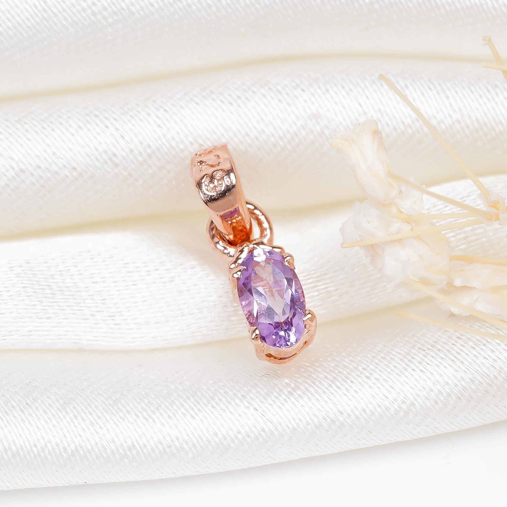 Handmade Amethyst Pendant: 925 Sterling Silver Oval Gemstone