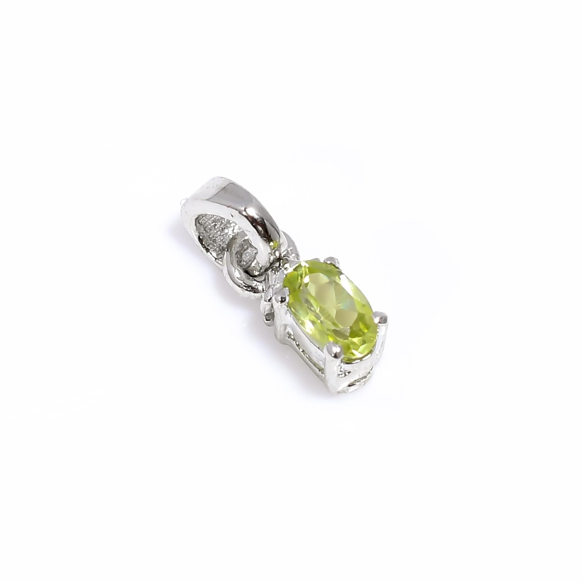 Handmade Green Peridot Pendant: 925 Silver Oval Gemstone Jewelry