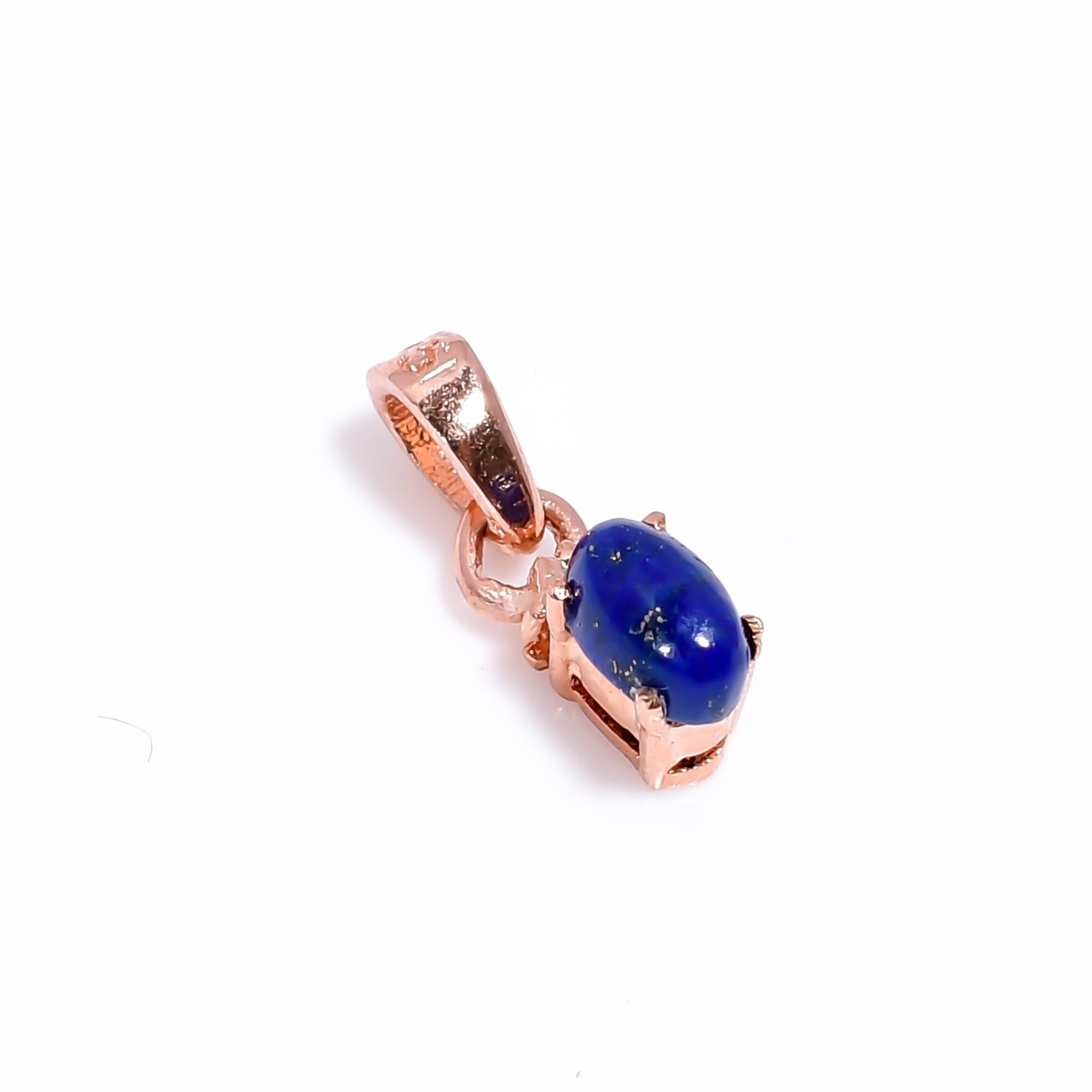 Handmade Sterling Silver Lapis Lazuli Pendant: 3x5mm Cabochon