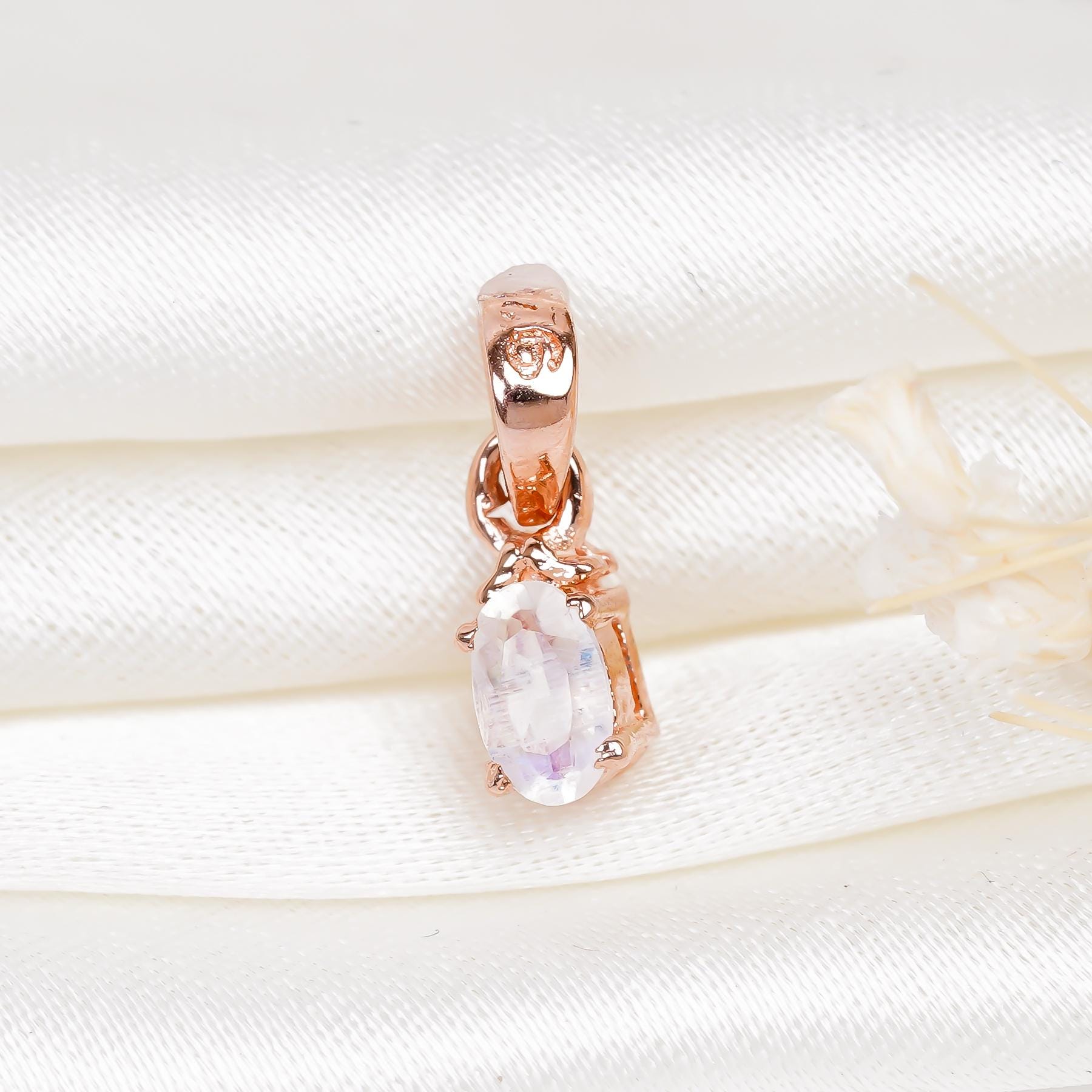 Handmade Oval Moonstone Pendant: 925 Sterling Silver Fine Jewelry
