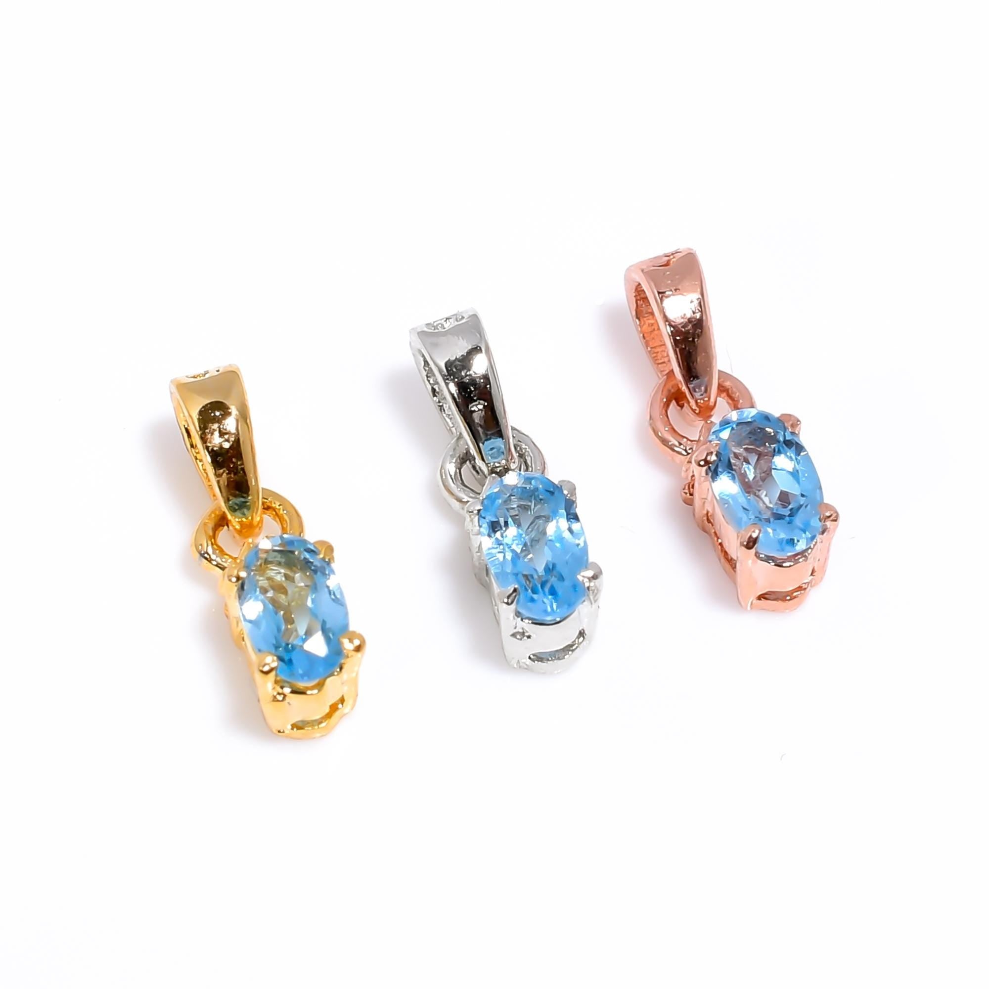 Sky Blue Topaz Pendant Necklace: 925 Sterling Silver Oval Gemstone