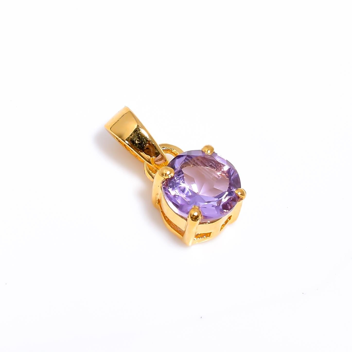 Pink Amethyst Pendant: 925 Sterling Silver & Gold Boho Jewelry