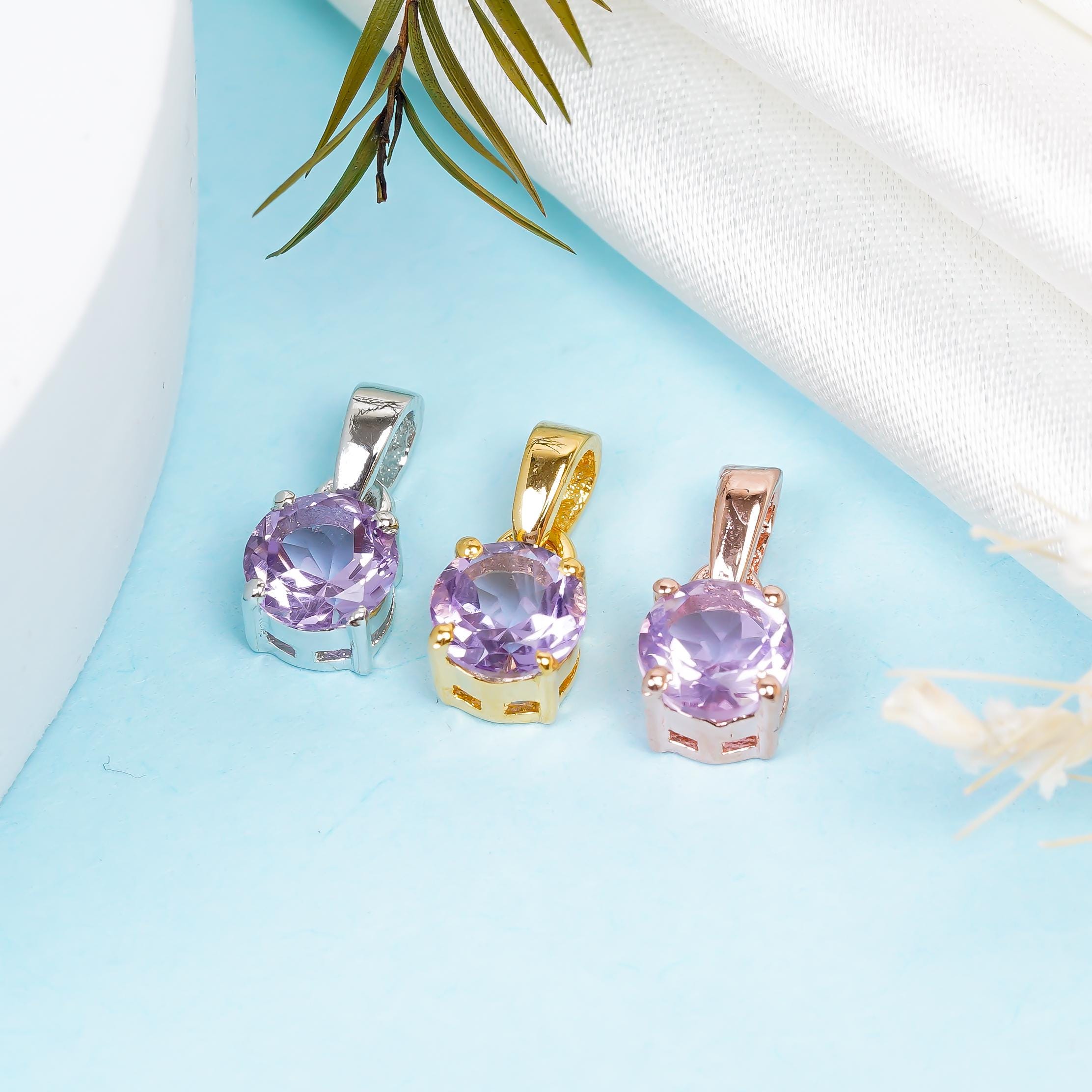 Pink Amethyst Pendant: 925 Sterling Silver & Gold Boho Jewelry