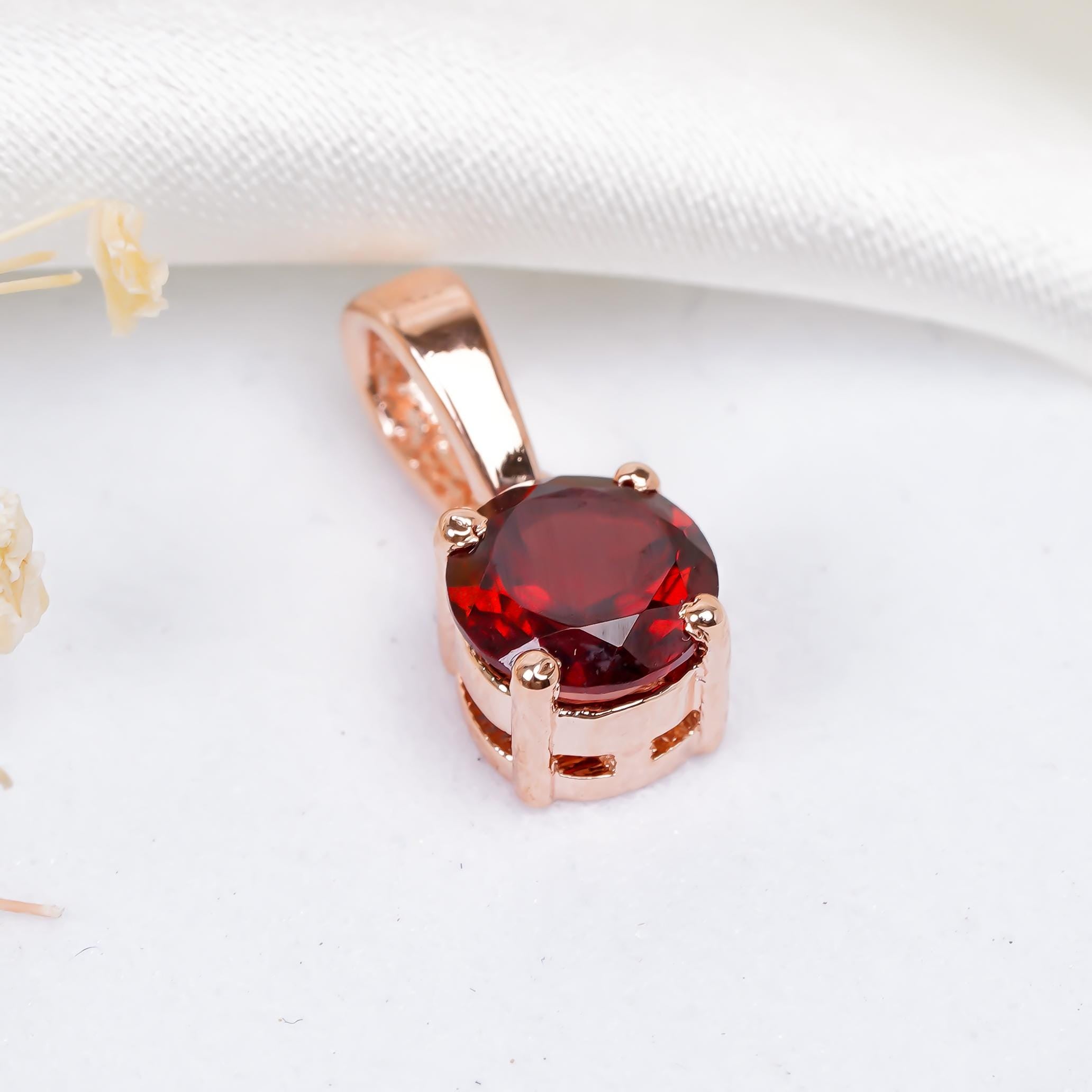 Garnet Pendant Necklace: 925 Sterling Silver,  Birthstone Jewelry