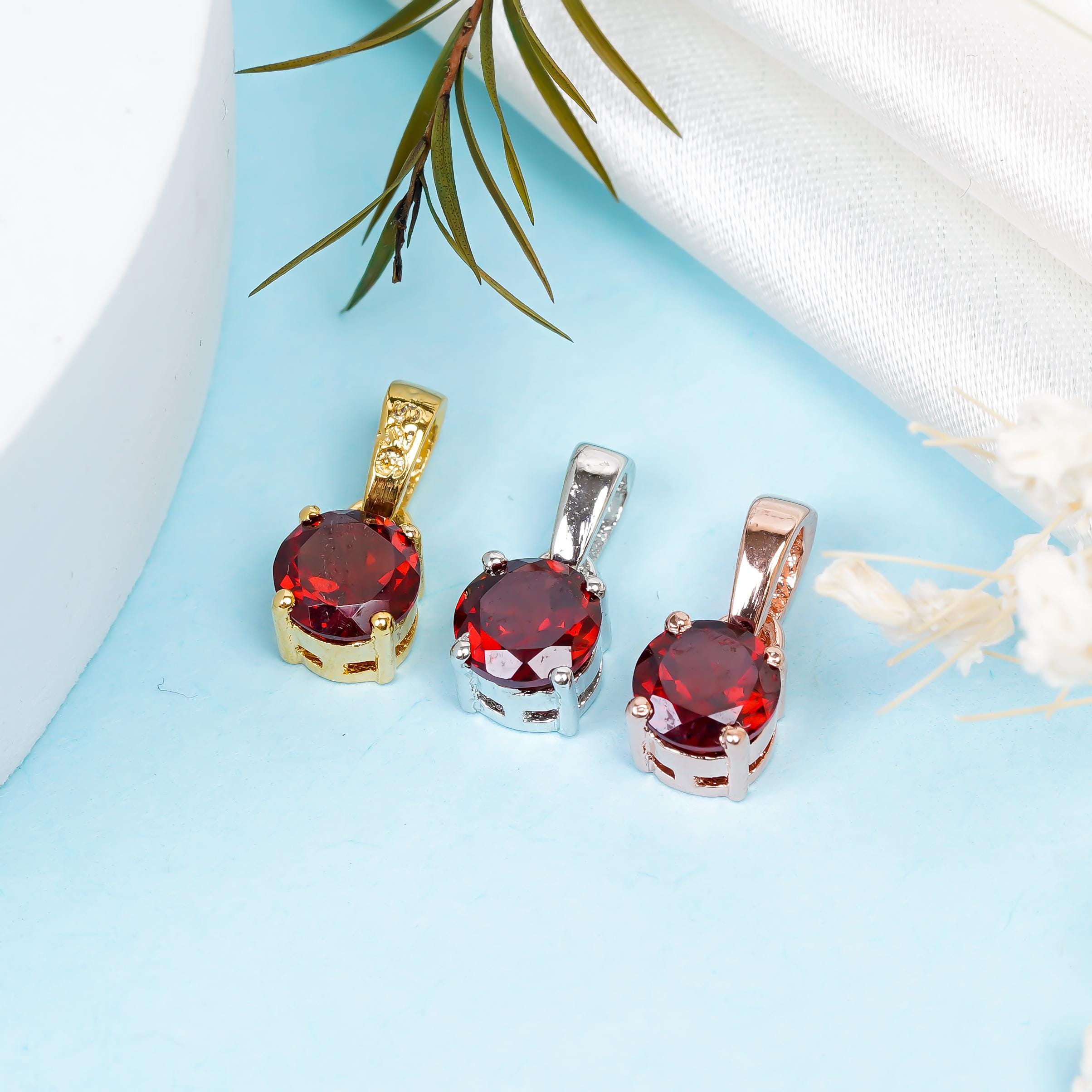 Garnet Pendant Necklace: 925 Sterling Silver,  Birthstone Jewelry