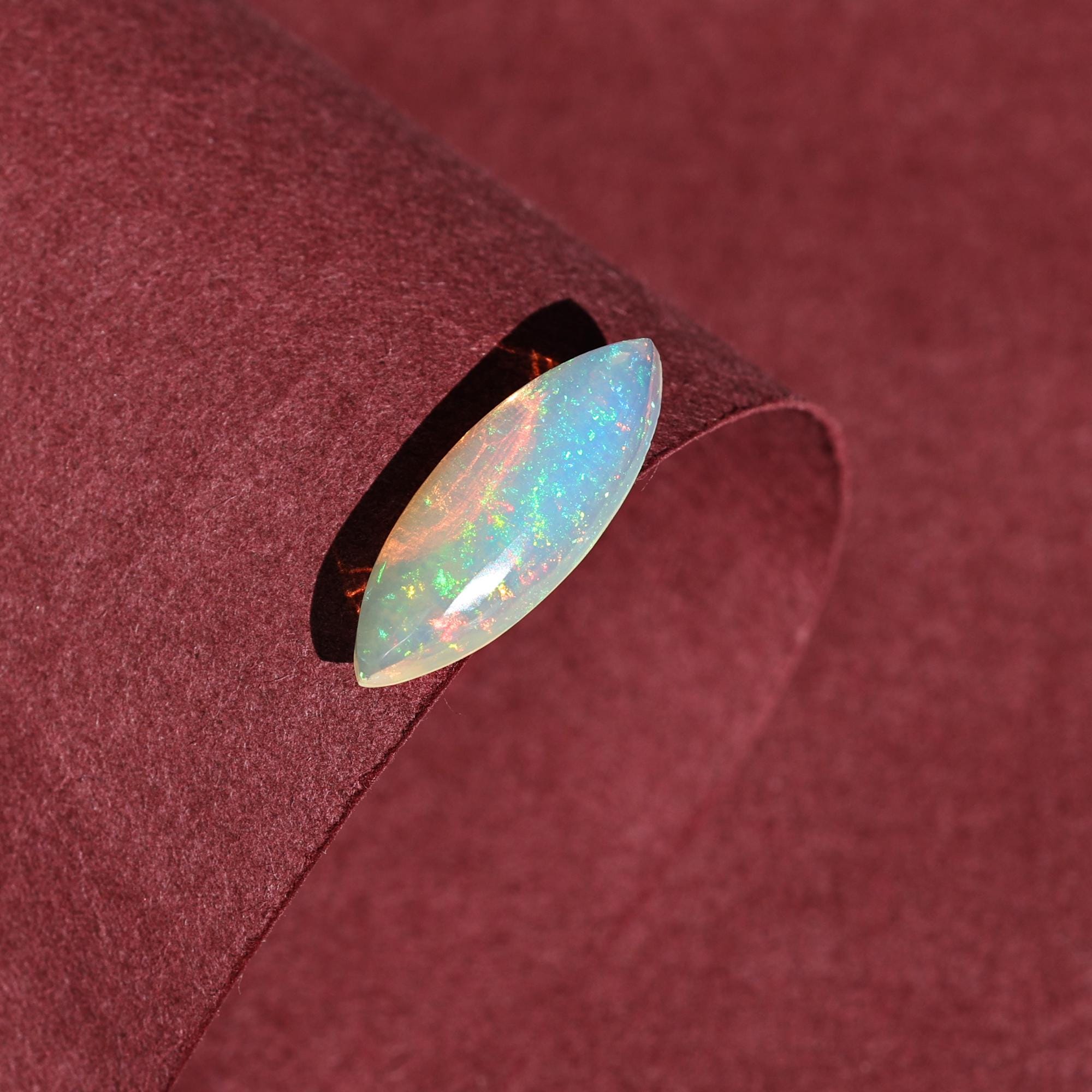2.50 Carat Ethiopian Opal Cabochon: Marquise White Fire Opal Gemstone
