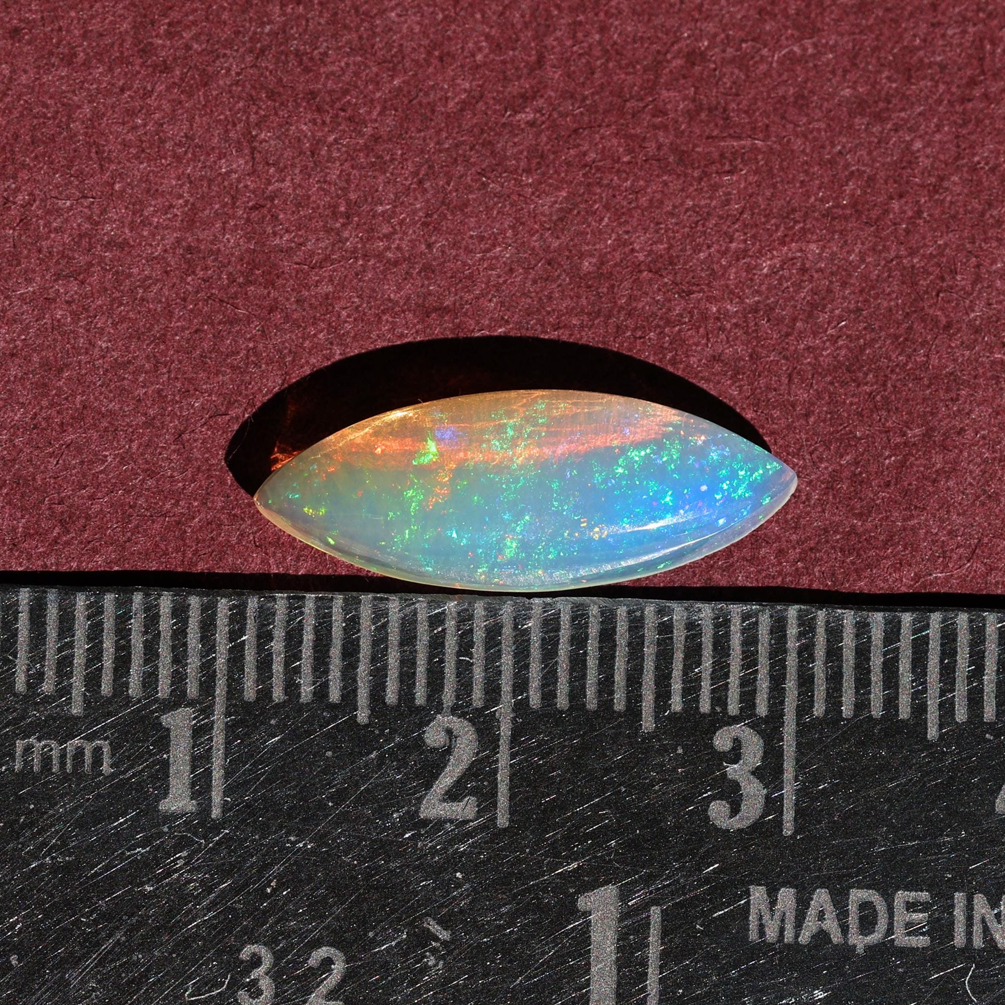 2.50 Carat Ethiopian Opal Cabochon: Marquise White Fire Opal Gemstone