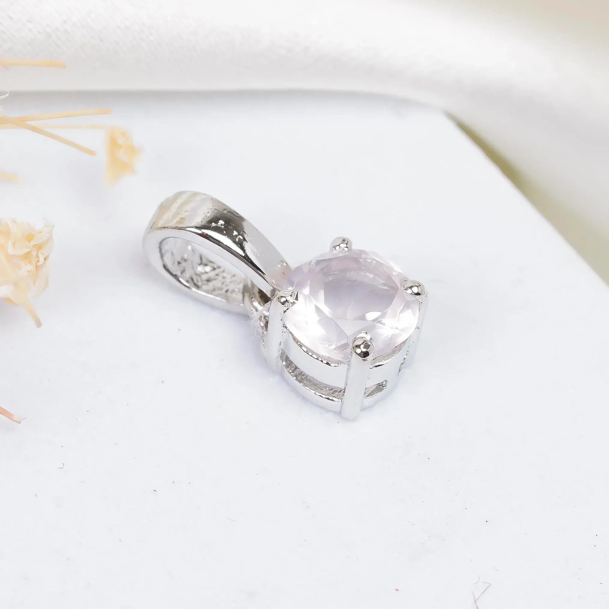 Rose Quartz Pendant: Handmade Sterling Silver Round Stone Jewelry Jewelry