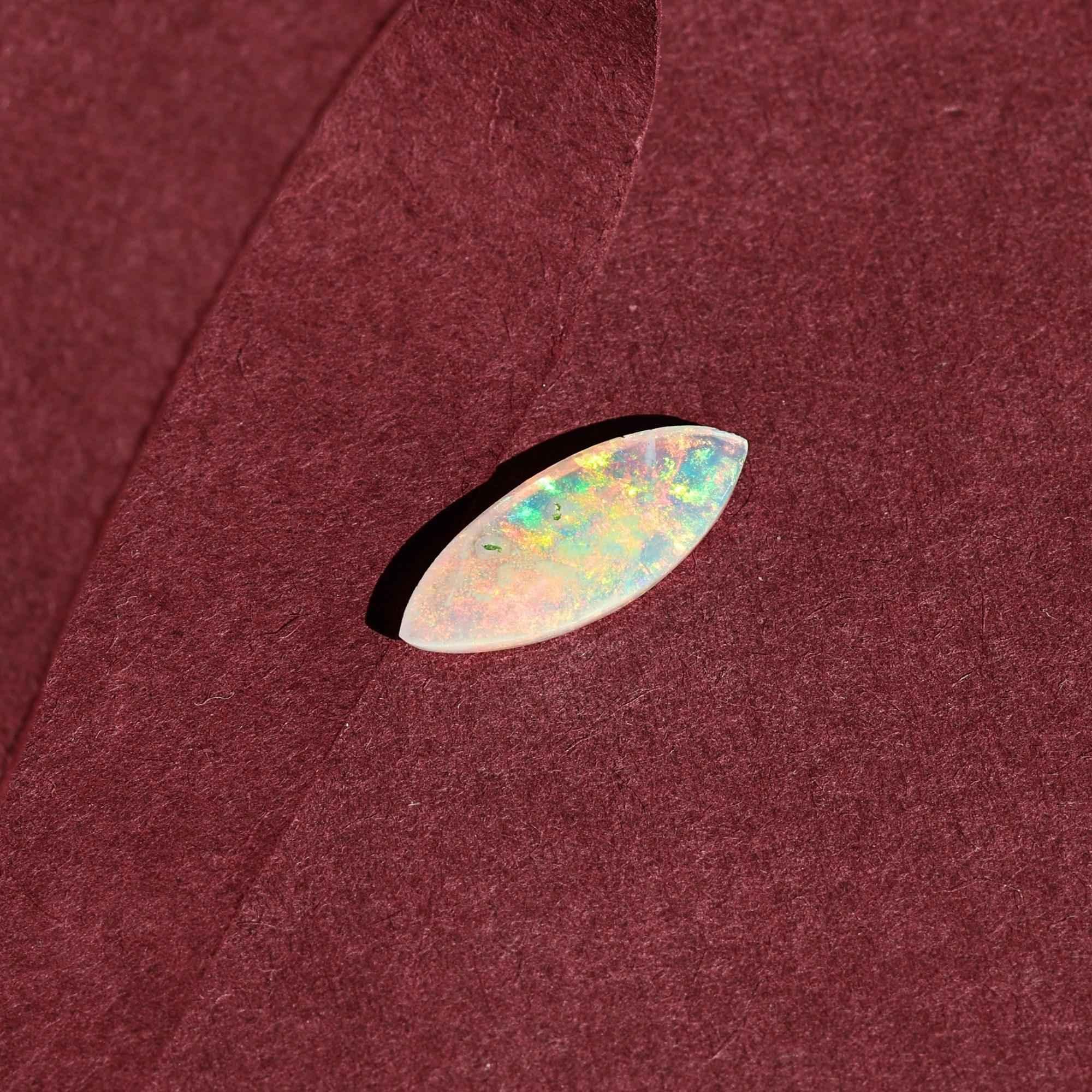 Ethiopian Fire Opal Cabochon: 2.07 Carat Marquise Cut Gemstone (7.5x18mm) loose gemstones