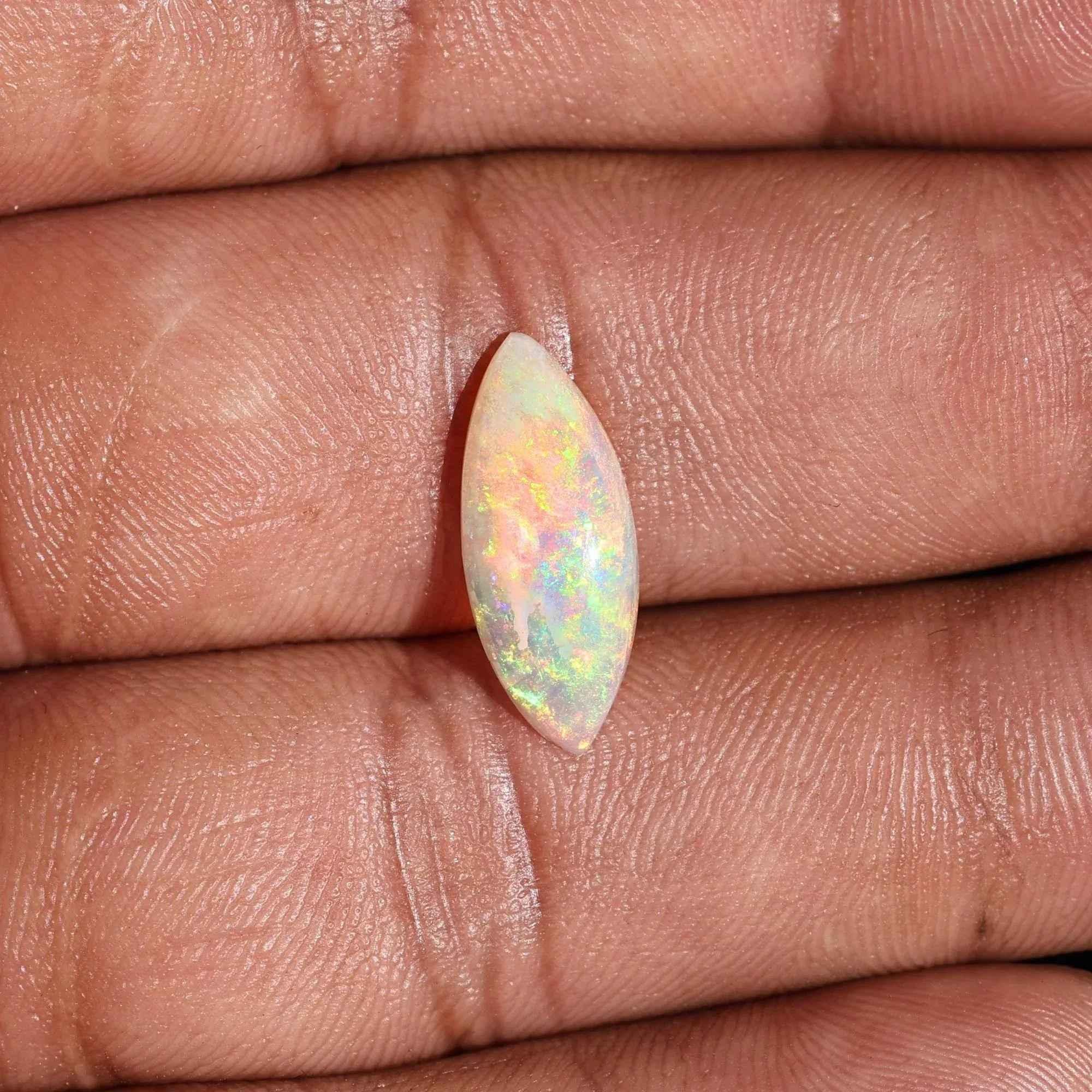 Ethiopian Fire Opal Cabochon: 2.07 Carat Marquise Cut Gemstone (7.5x18mm) loose gemstones