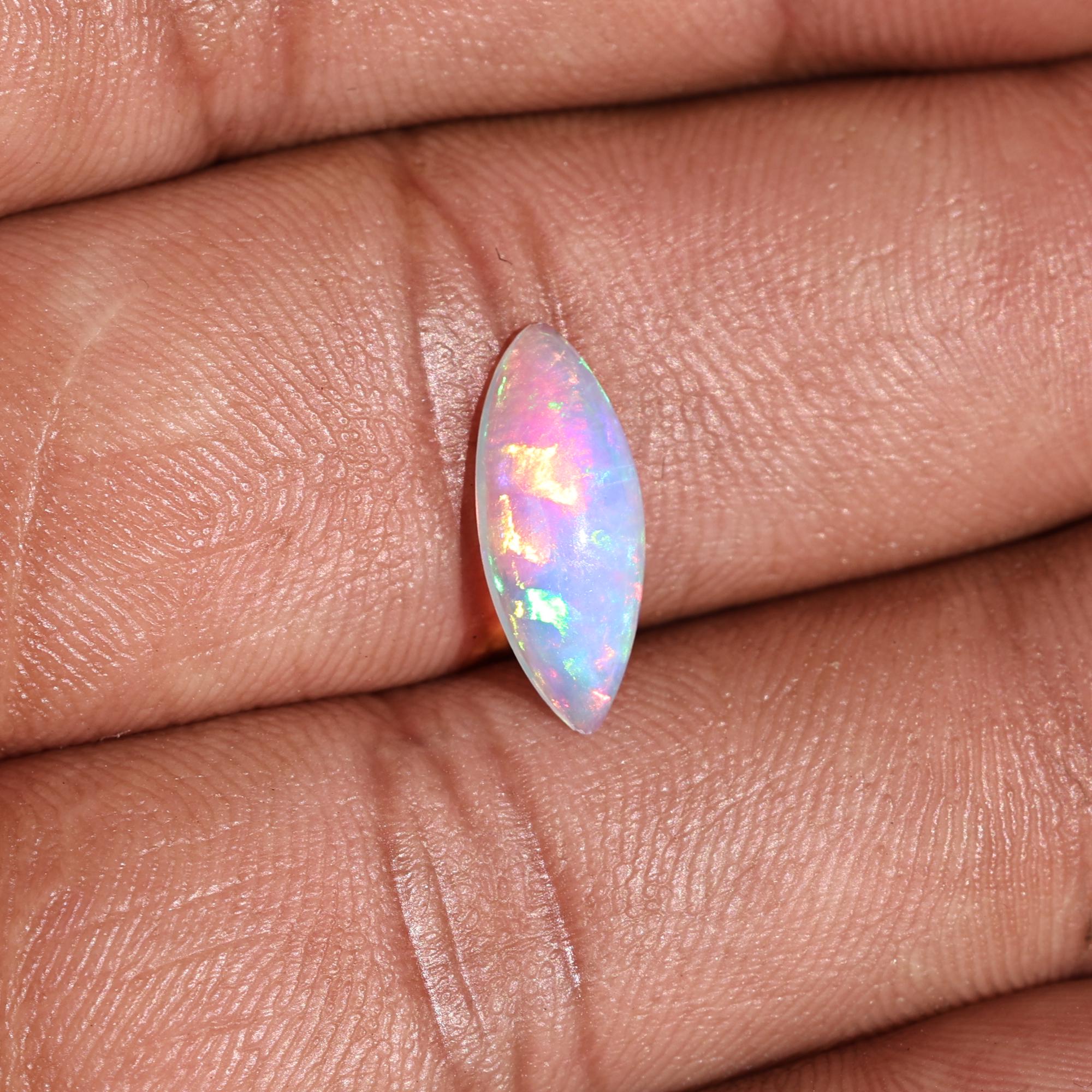 Ethiopian Welo Opal Cabochon: Natural Blue Fire Marquise Gemstone, 1.26 Carat